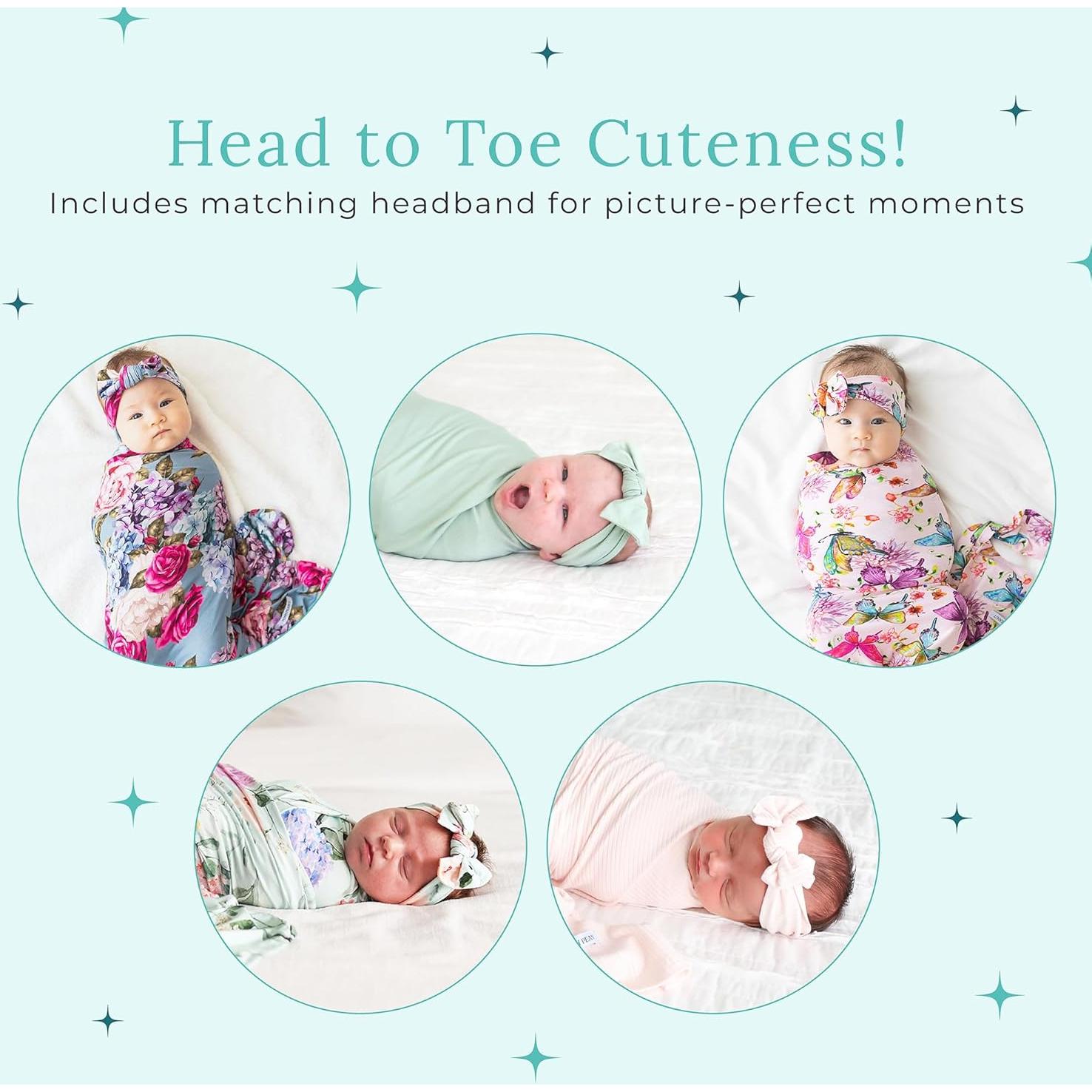 Conjunto de manta y diadema Posh Peanut - Viscosa de bambú Rosa