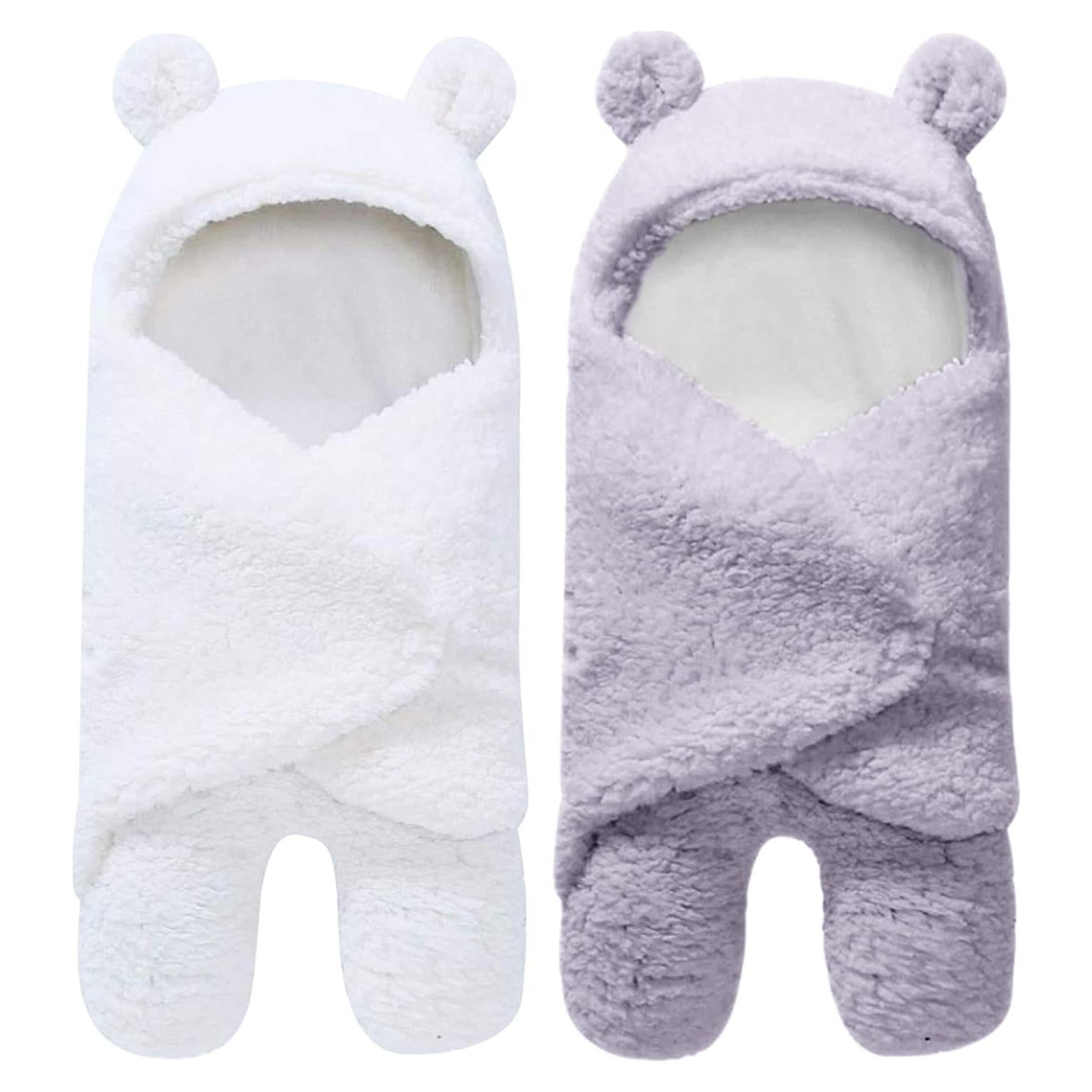 Paquete de 2 mantas swaddle Sherpa Spotted Play - Gris y Blanco