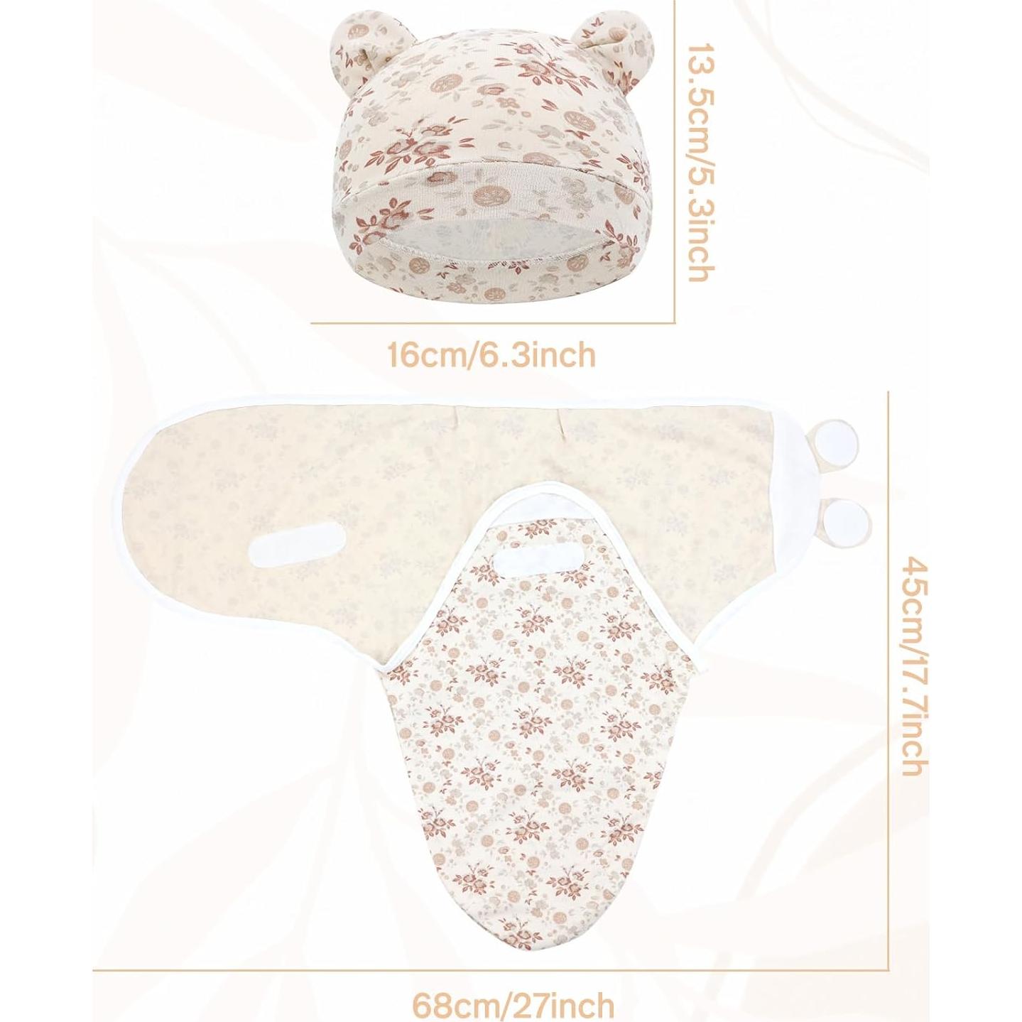 Cinaci 2 Paquete Mantitas y Gorras Bebé Algodón Suave