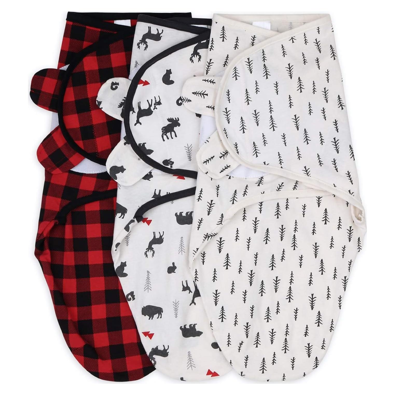 Conjunto de 3 Mantitas Swaddle The Peanutshell - Bosque Rojo