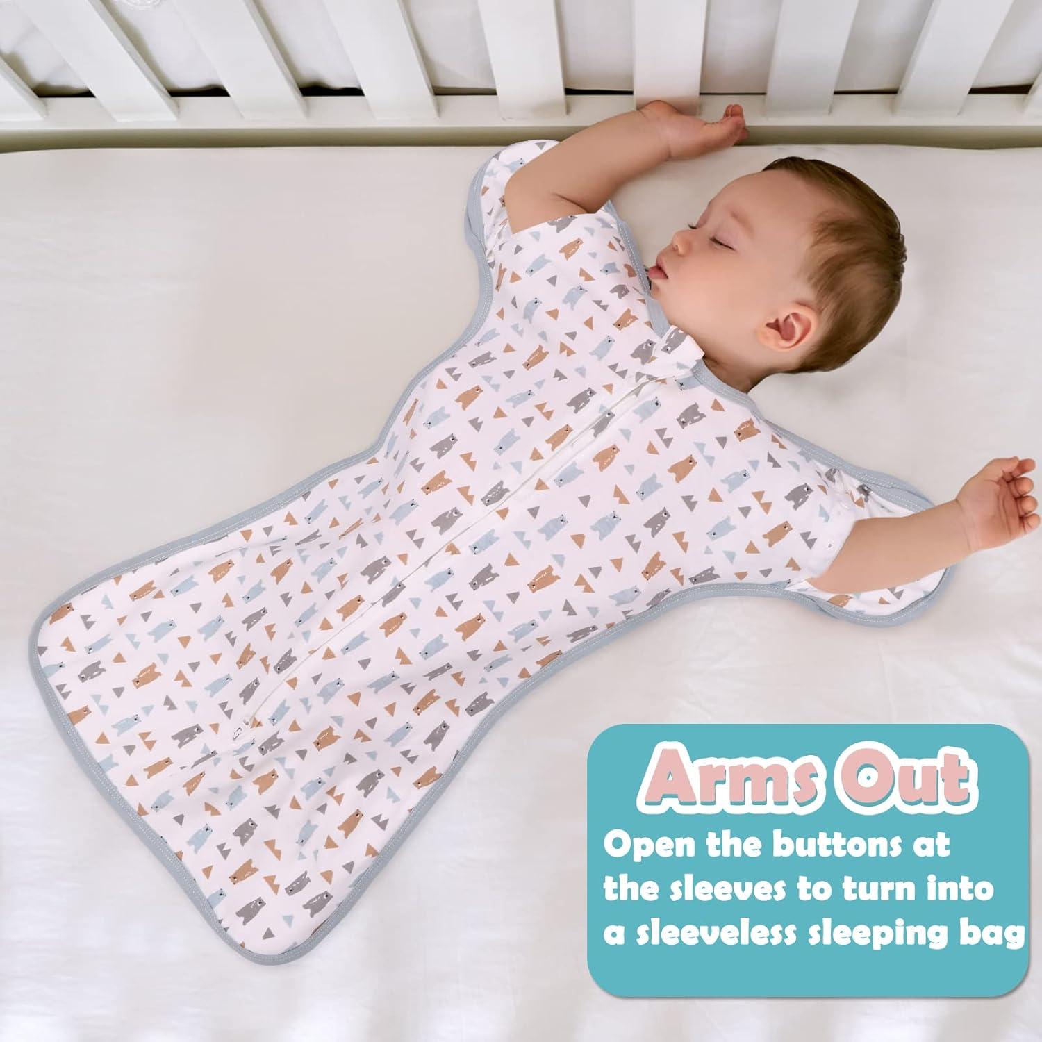 Paquete de 2 Sacos de Dormir Swaddle JULYFIRE 100% Algodón 0-3 Meses