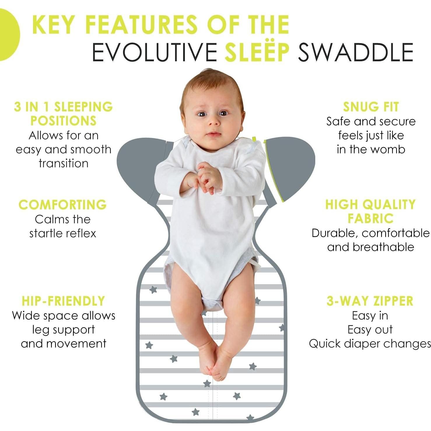 Saco de Swaddle bblüv Sleëp Mediano con Mangas Removibles