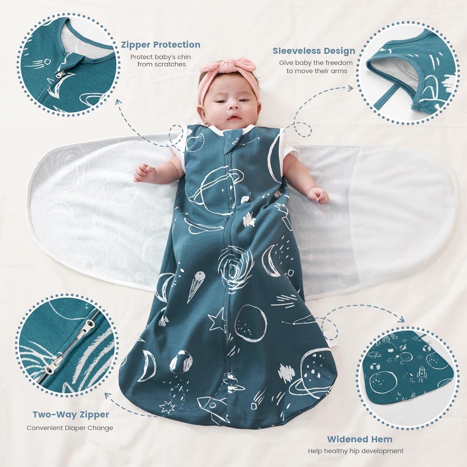Saco de Sueño Swaddle ZIGJOY 1.0 TOG Algodón 0-6 Meses
