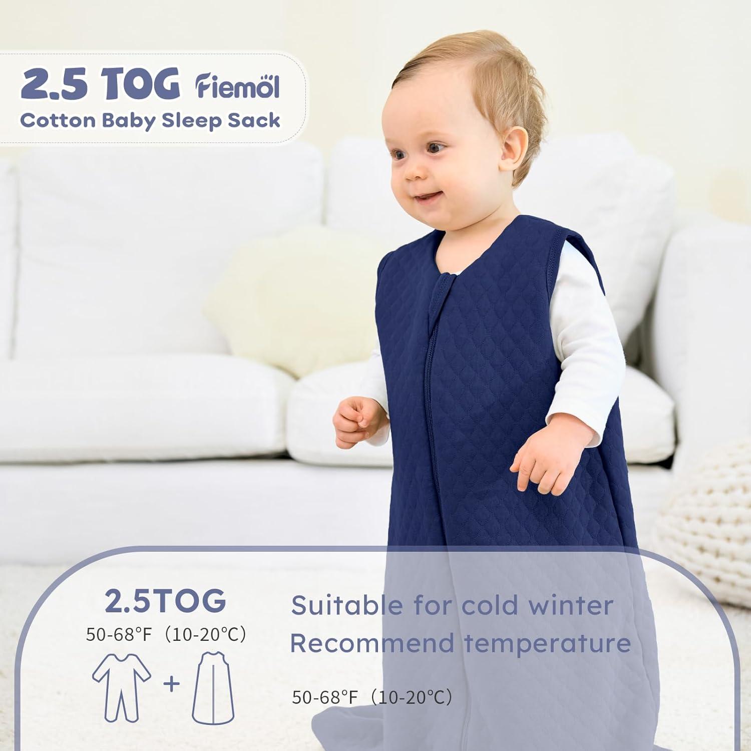Saco de Sueño Bebé 12-18 Meses 2.5 TOG Algodón Azul