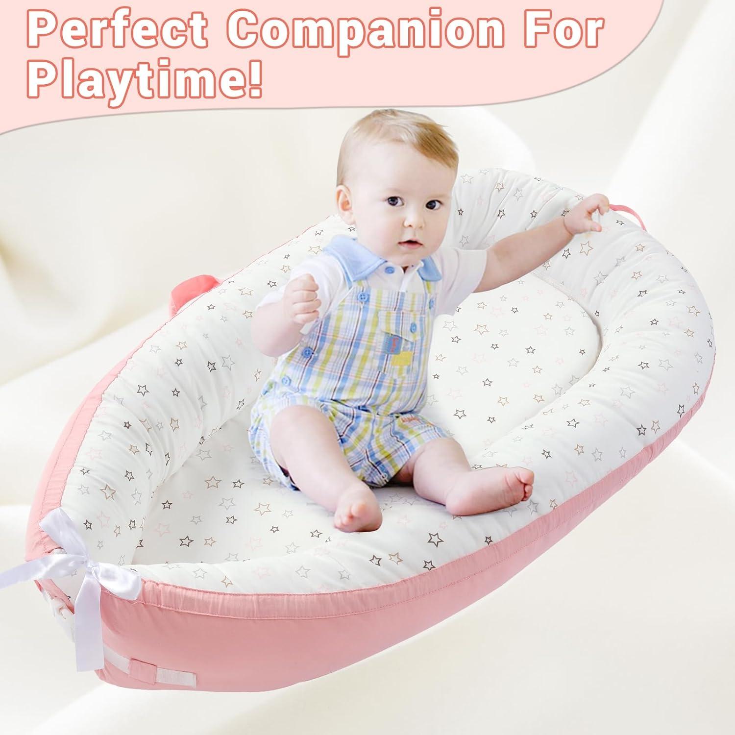 Lounger para Bebés JOLLITO Rosa, Algodón Suave 0-24 Meses