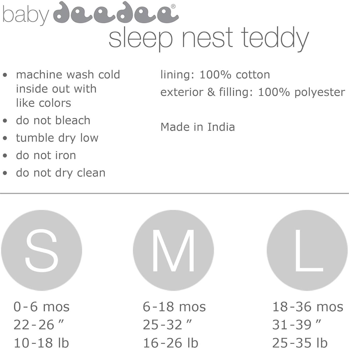 Saco de Dormir Baby Deedee Sleep Nest Teddy Marfil Pequeño 0-6 Meses