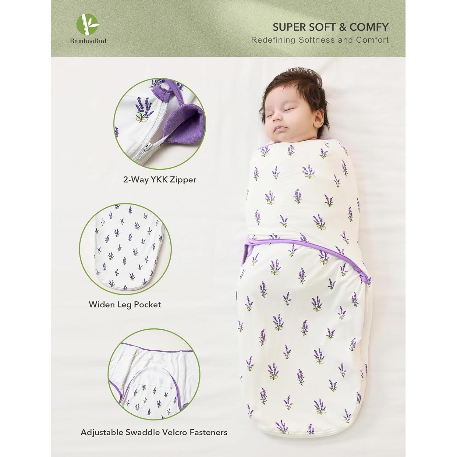 Saco de Sueño Swaddle BambooBud Lavanda 0-3 Meses