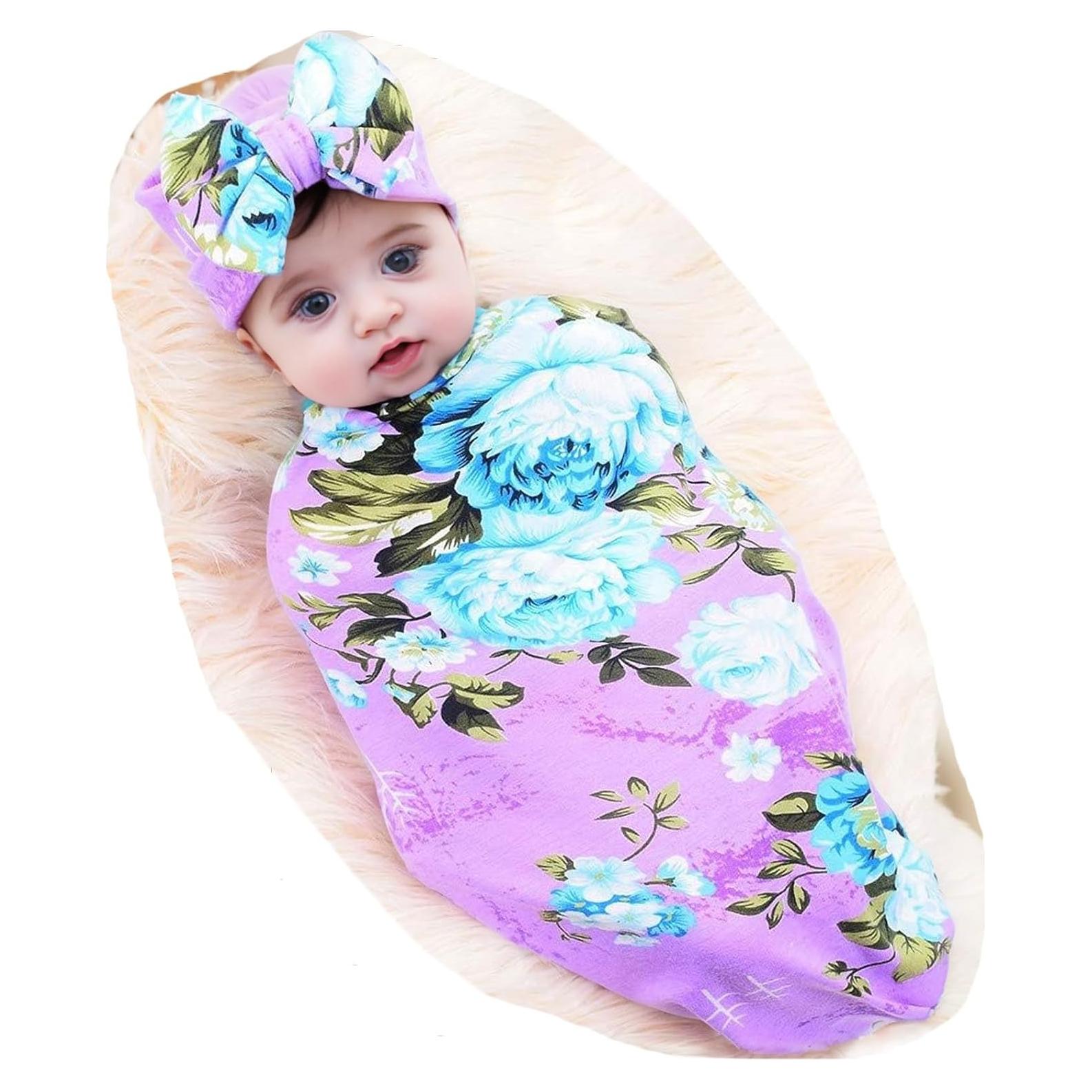 Manta de Recepción Galabloomer para Bebé 80x80 cm Púrpura