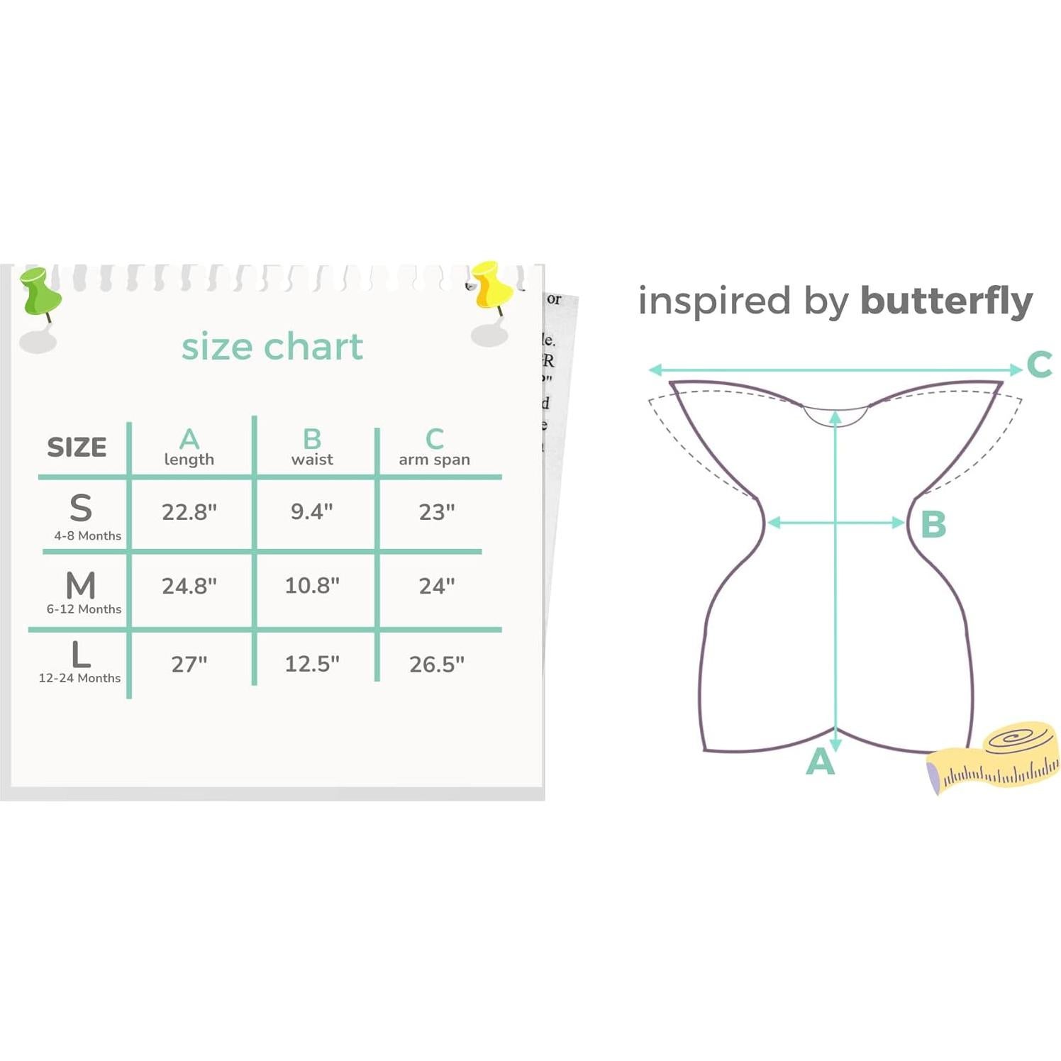 Manta Swaddle Bebé Bebon Butterfly - Gris Acogedor, 6-12 Meses