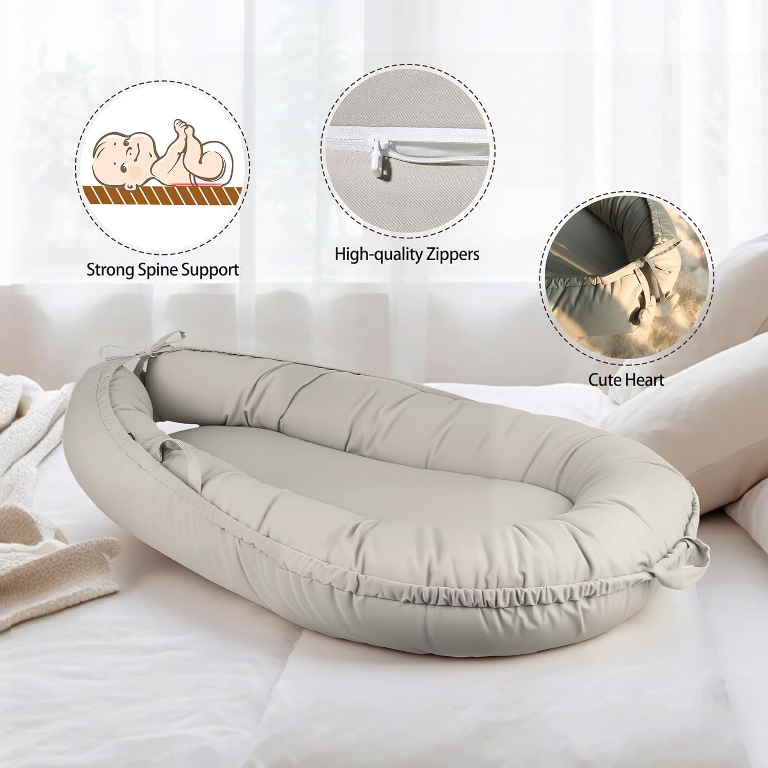 Cuna para Bebé BD-00P - Algodón Suave 0-24 Meses Plata