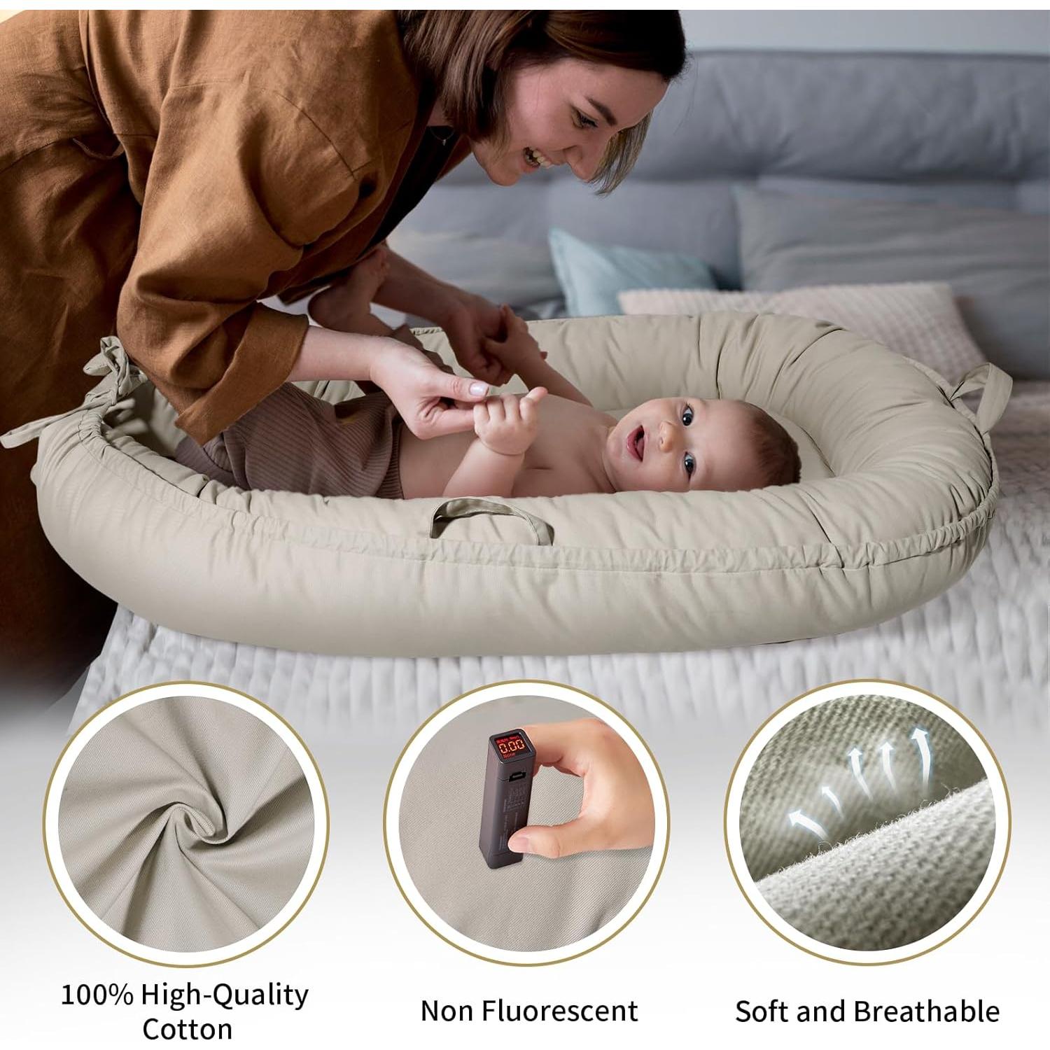 Cuna para Bebé BD-00P - Algodón Suave 0-24 Meses Plata