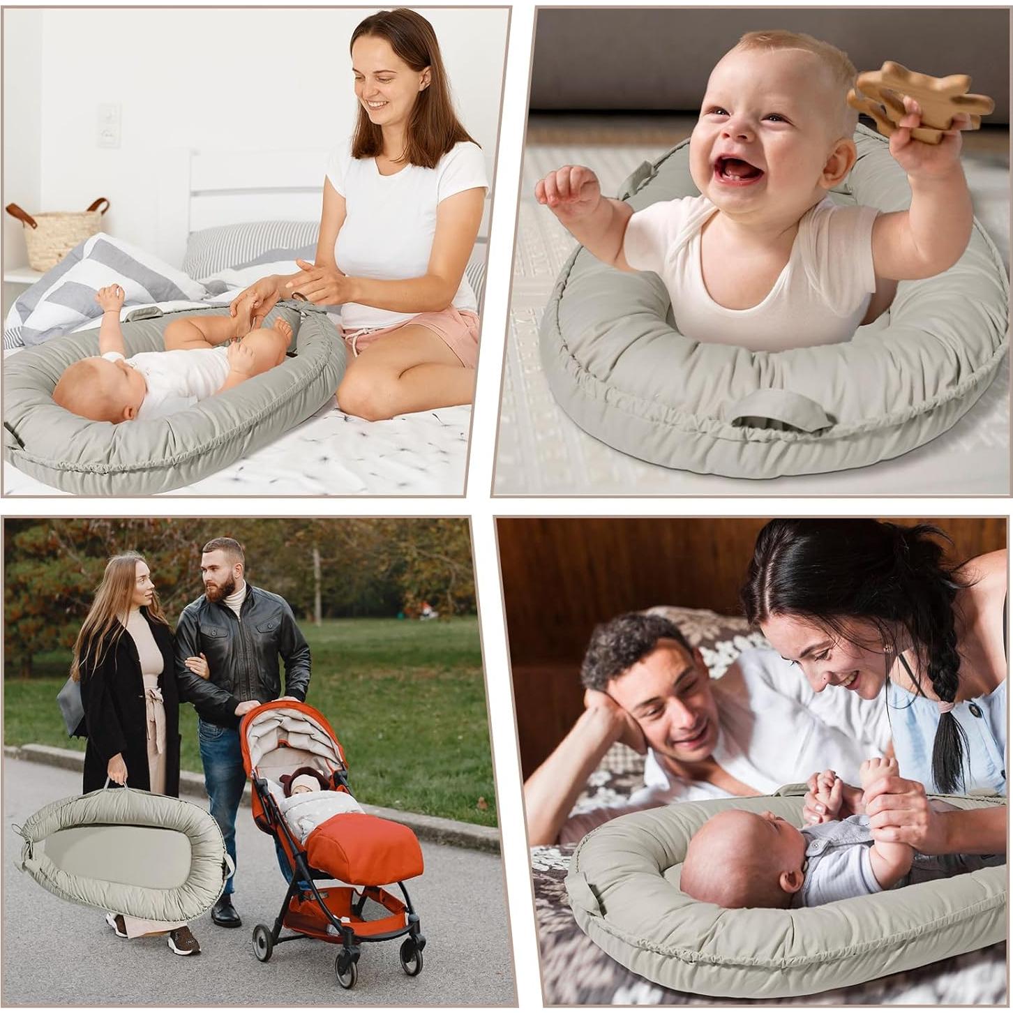 Cuna para Bebé BD-00P - Algodón Suave 0-24 Meses Plata