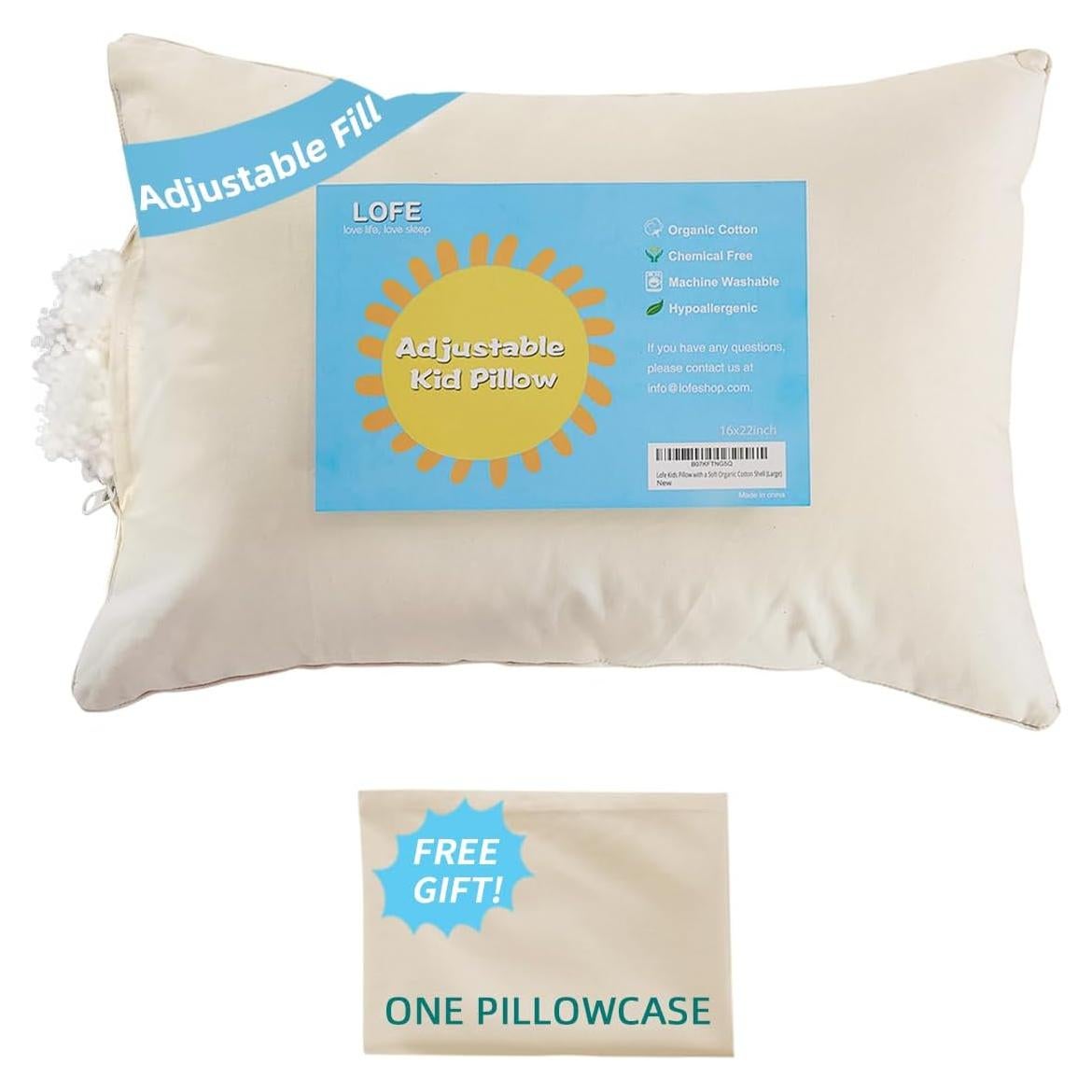 Cojín Orgánico para Niños LOFE 16x22 cm Ajustable Lavable