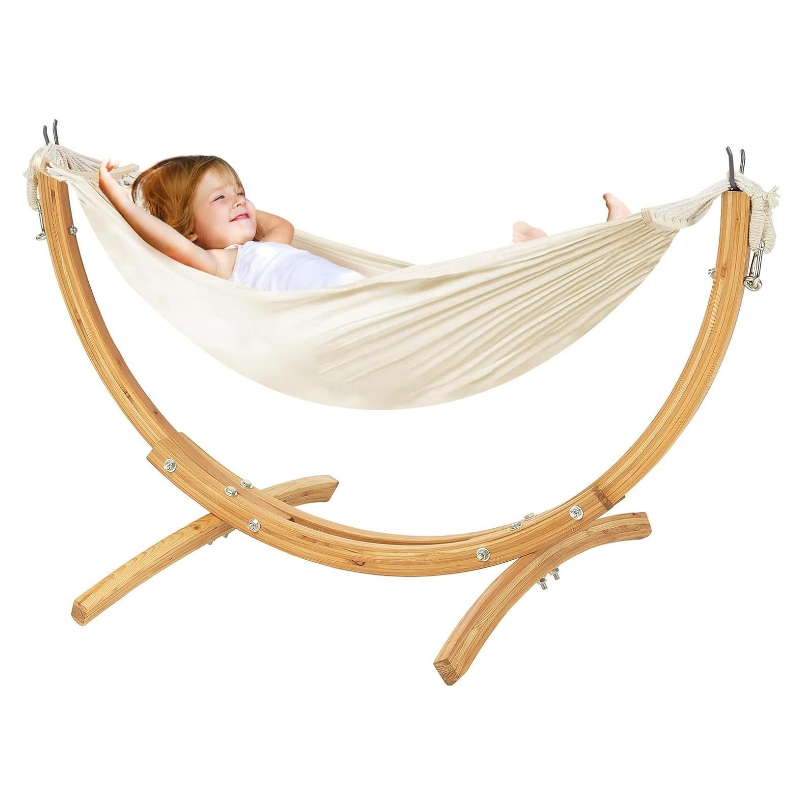 Hamaca de Madera FUNLIO con Soporte para Niños 3-5 Años