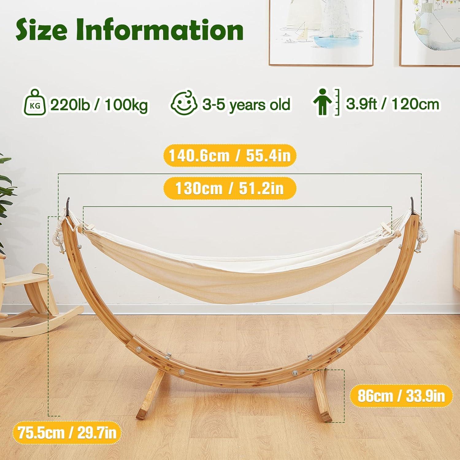 Hamaca de Madera FUNLIO con Soporte para Niños 3-5 Años
