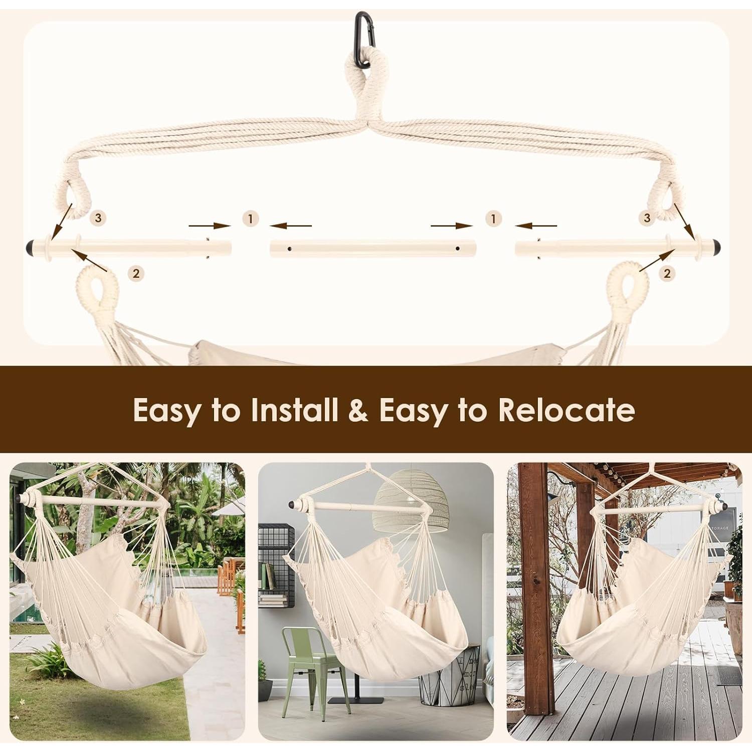 Silla Colgante Highwild Beige para Interiores y Exteriores - 227 kg