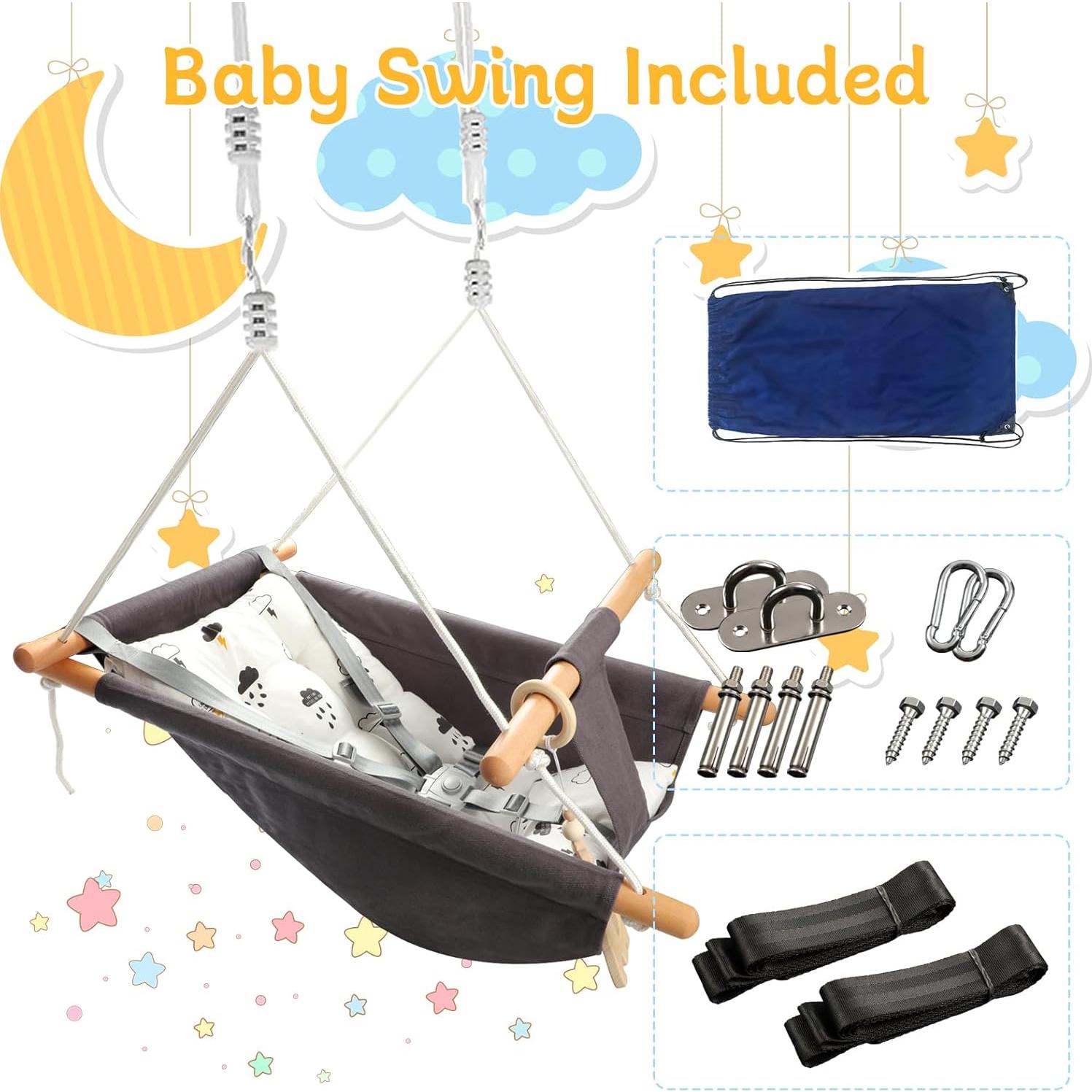 Columpio para Bebés Tislly Ajustable Interior/Exterior 68kg