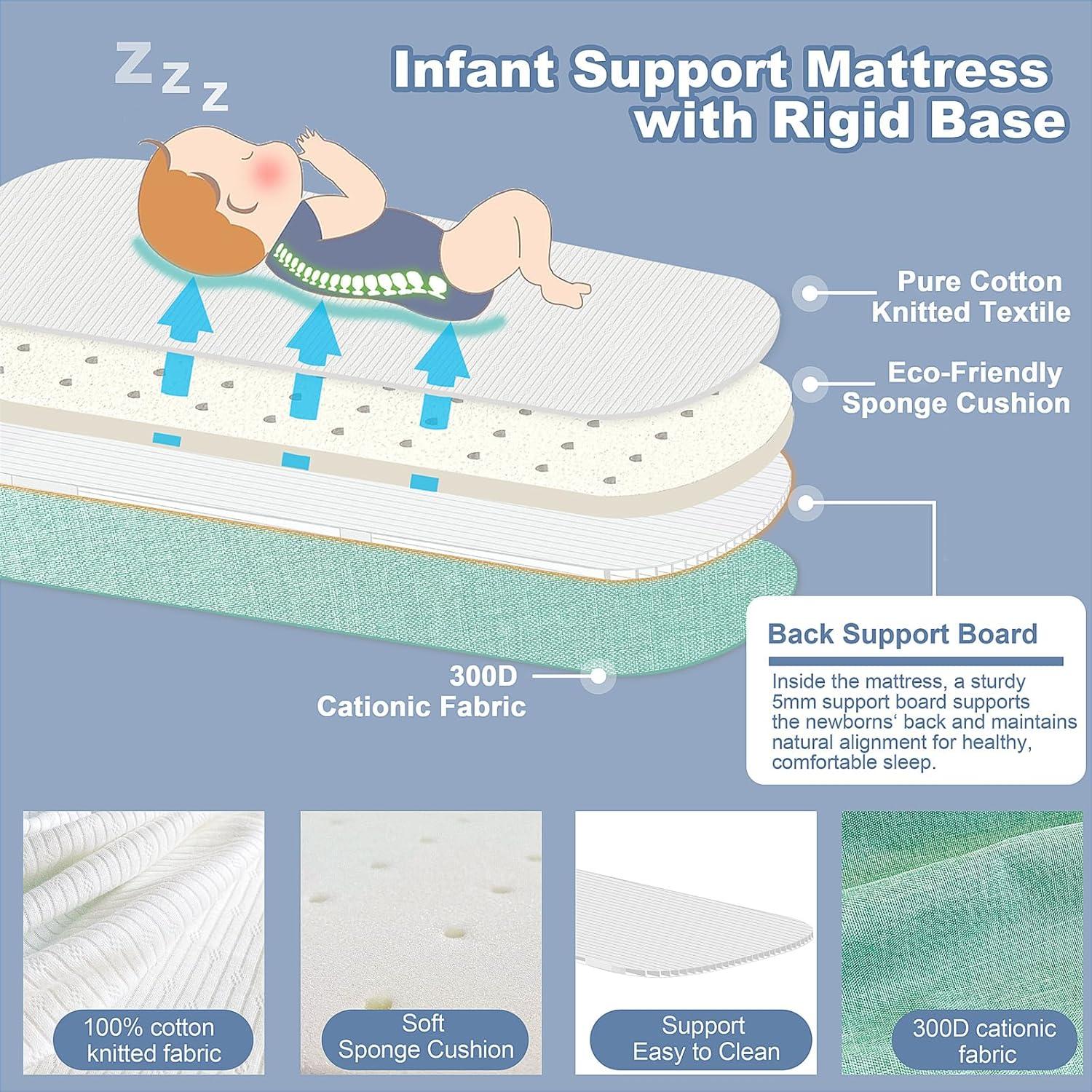 Cuna portátil grande azul para bebés - Cuna de viaje con toldo