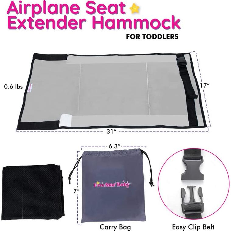 Cama de avión portátil FiveStarBaby para niños - Gris