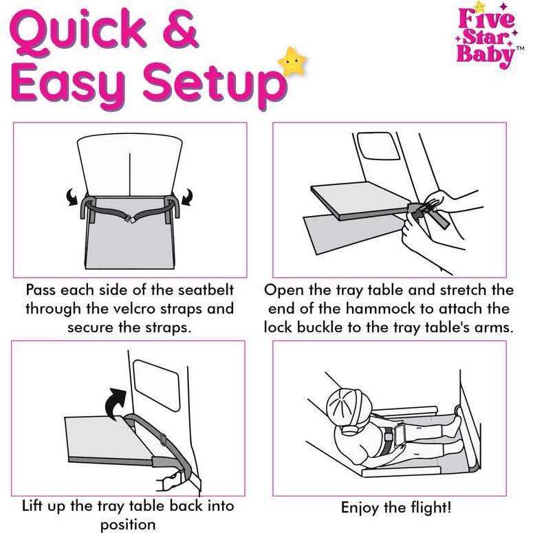 Cama de avión portátil FiveStarBaby para niños - Gris