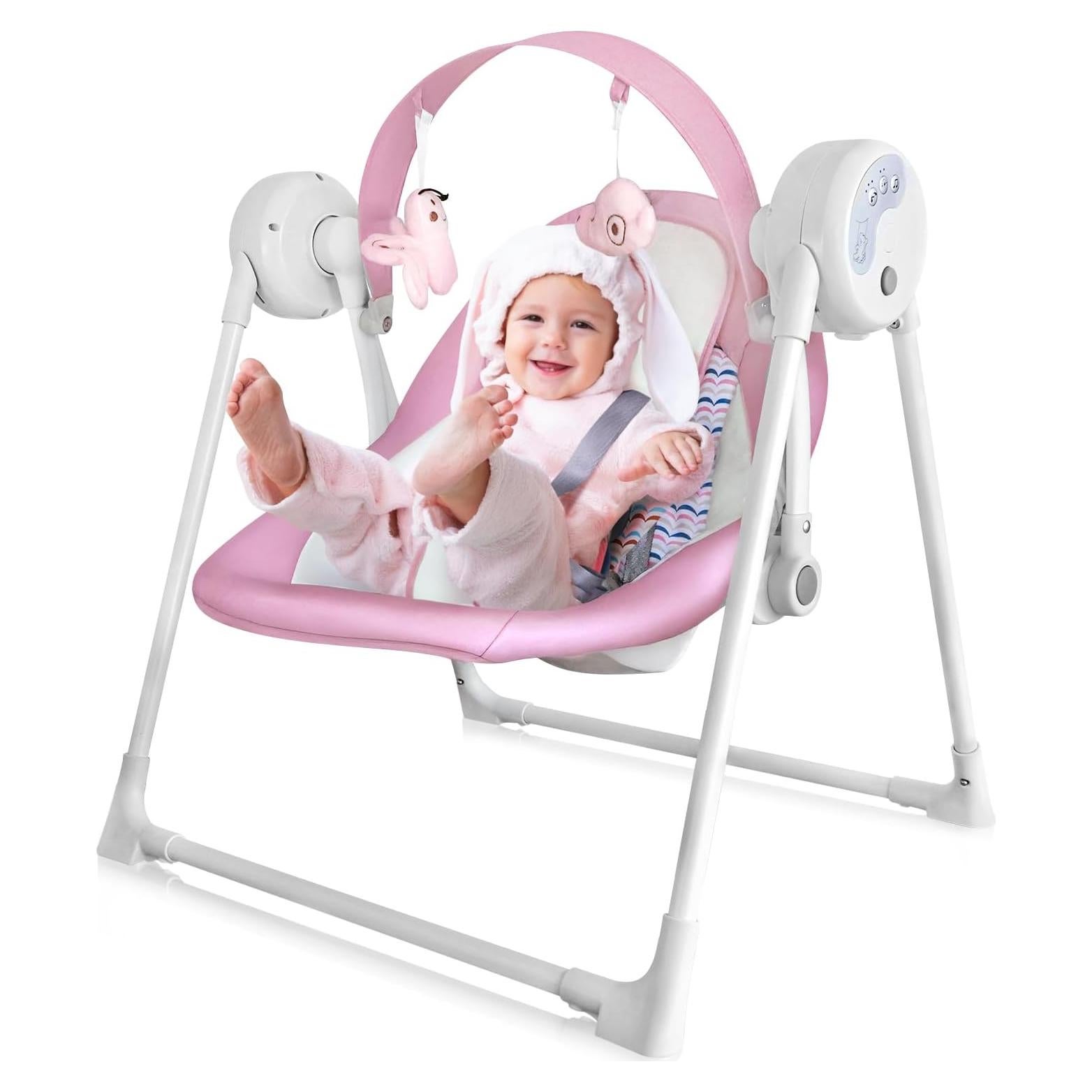 Columpio Plegable para Bebés RIVIPLOU Ultra-Compacto 6 Velocidades