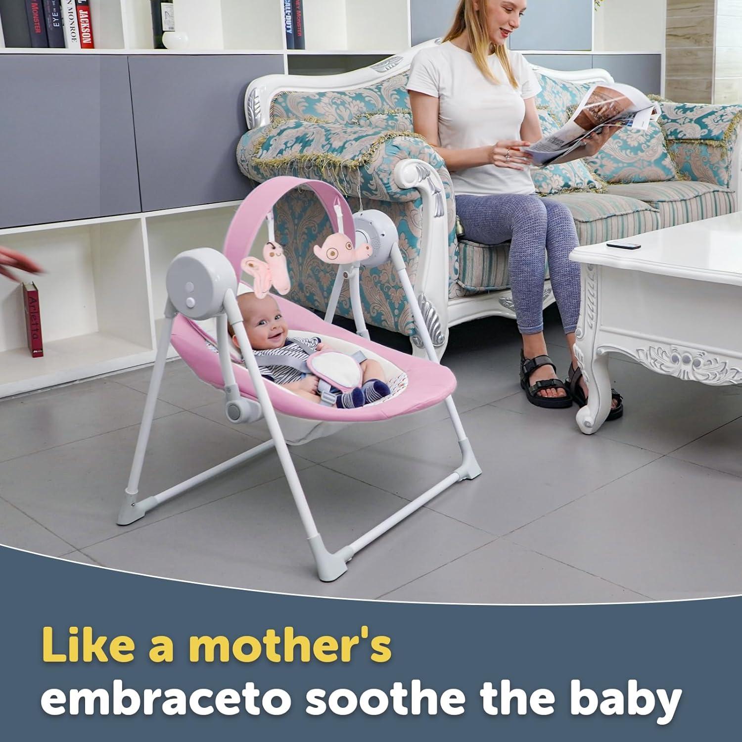 Columpio Plegable para Bebés RIVIPLOU Ultra-Compacto 6 Velocidades