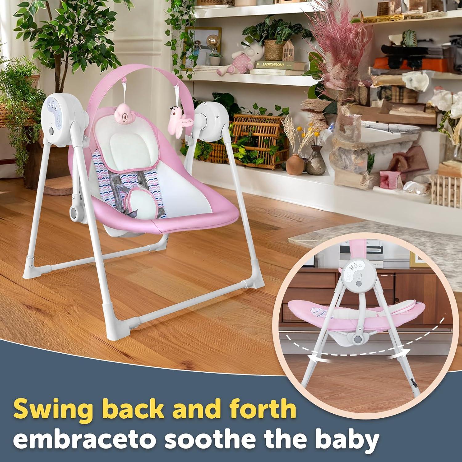 Columpio Plegable para Bebés RIVIPLOU Ultra-Compacto 6 Velocidades