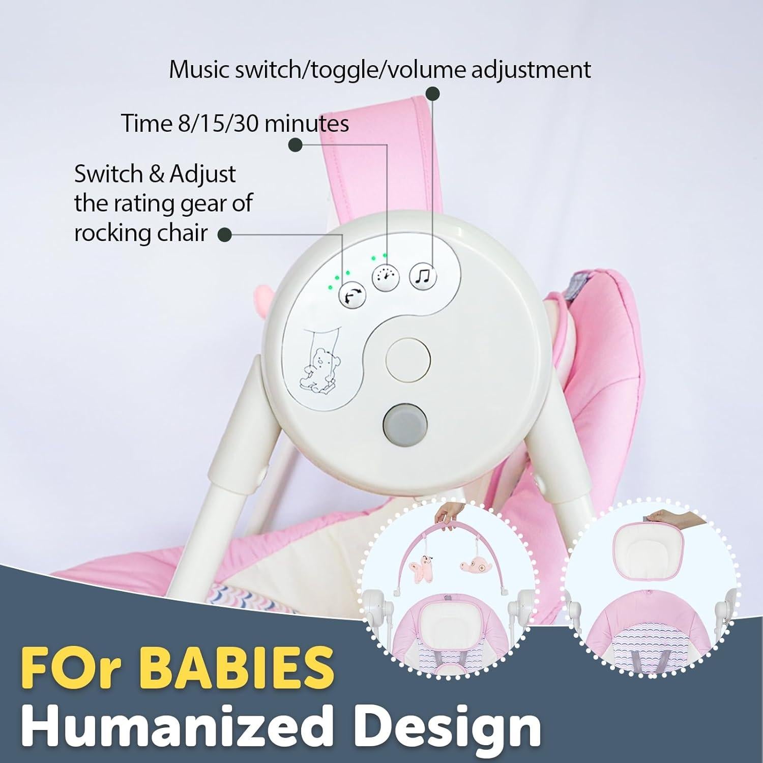 Columpio Plegable para Bebés RIVIPLOU Ultra-Compacto 6 Velocidades