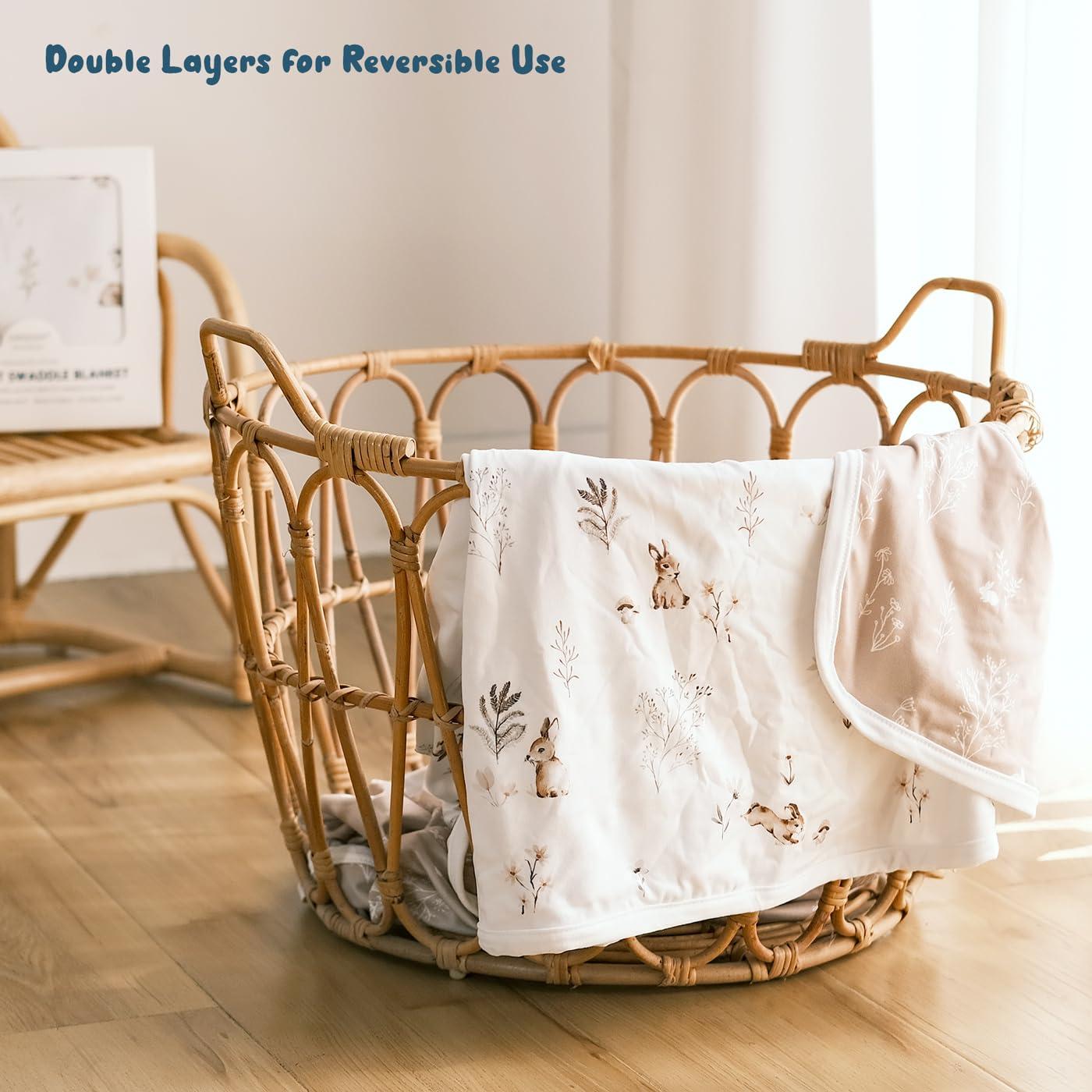 Manta Reversible para Bebés GRSSDER 86x112 cm Conejo Bonito