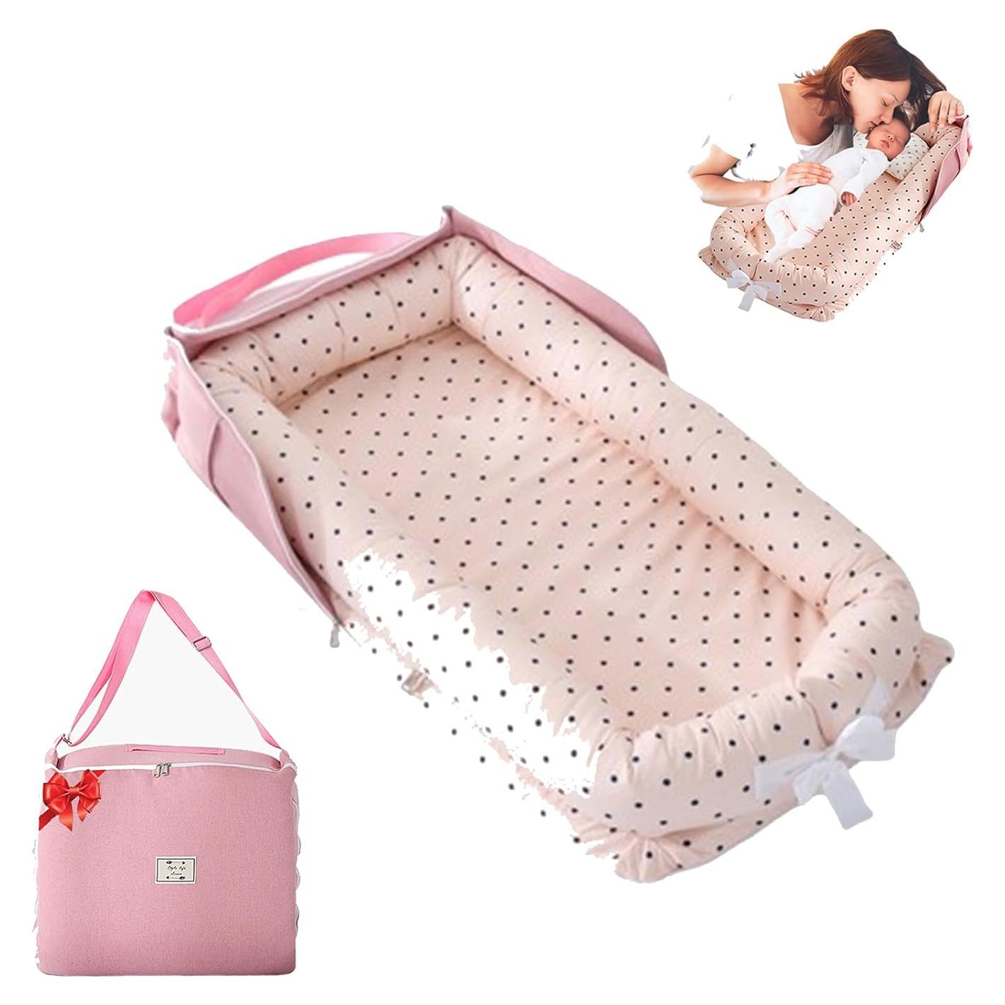 Cojín Portátil para Bebés Loevin Lunares Rosados 87.8x53.3cm