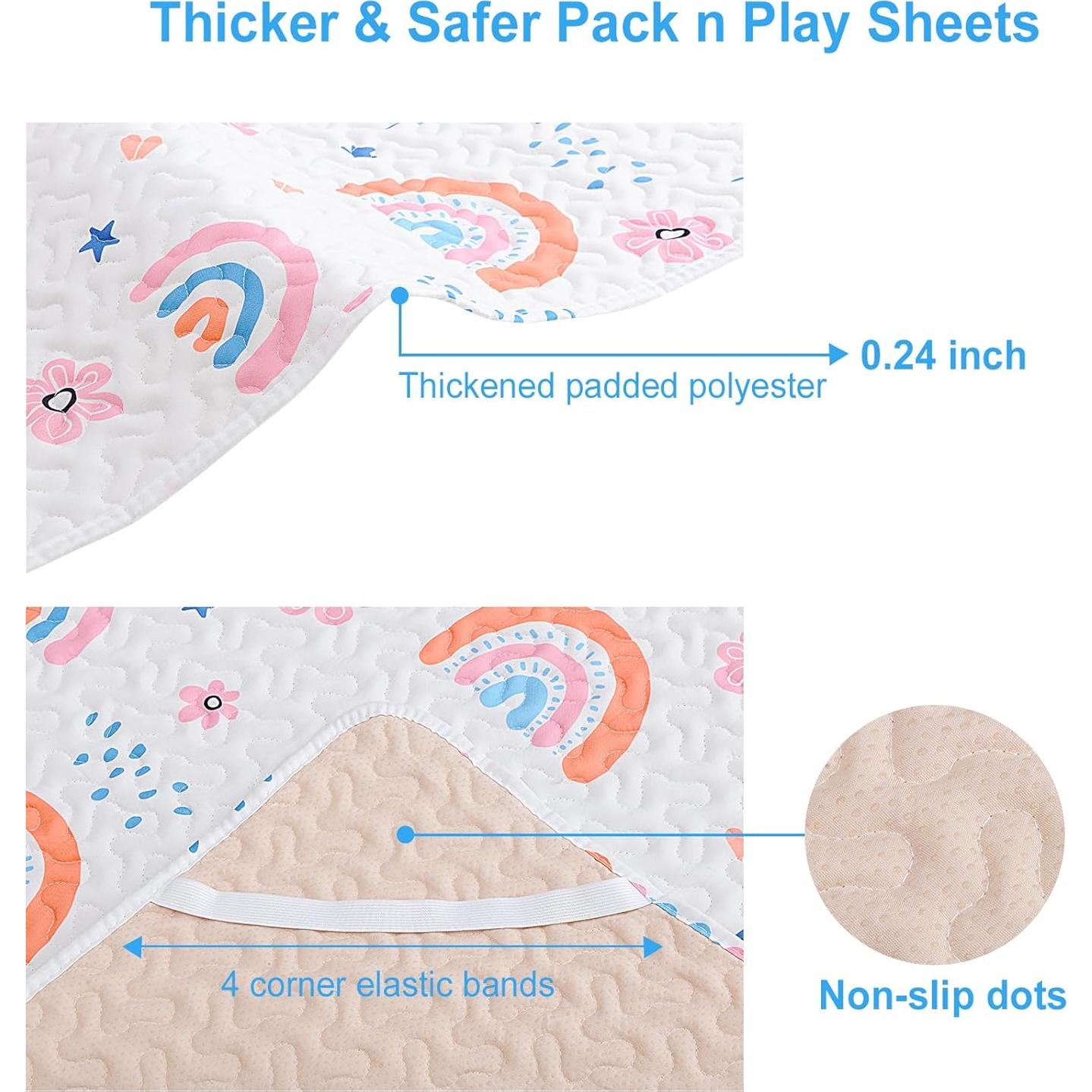 Sábana Ajustable MatLeya para Pack n Play Acolchada 96.5x66 cm