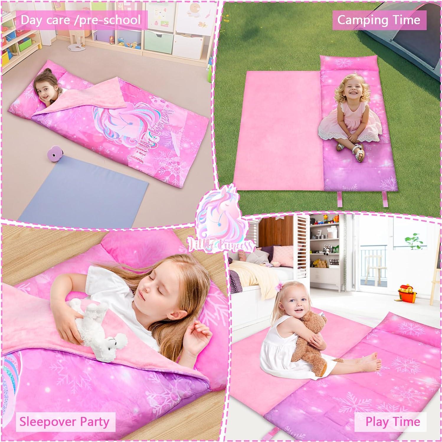 Esteras para Siesta Nidoul con Almohada Unicornio Rosa 140x56cm
