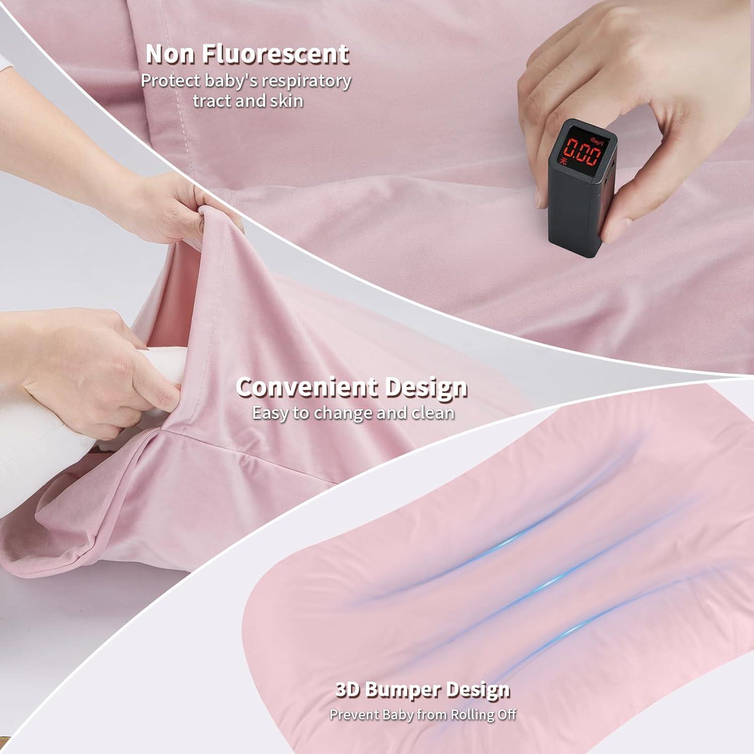 Alfombra de Juego para Bebés Vicorise 100% Algodón Rosa 75x45cm