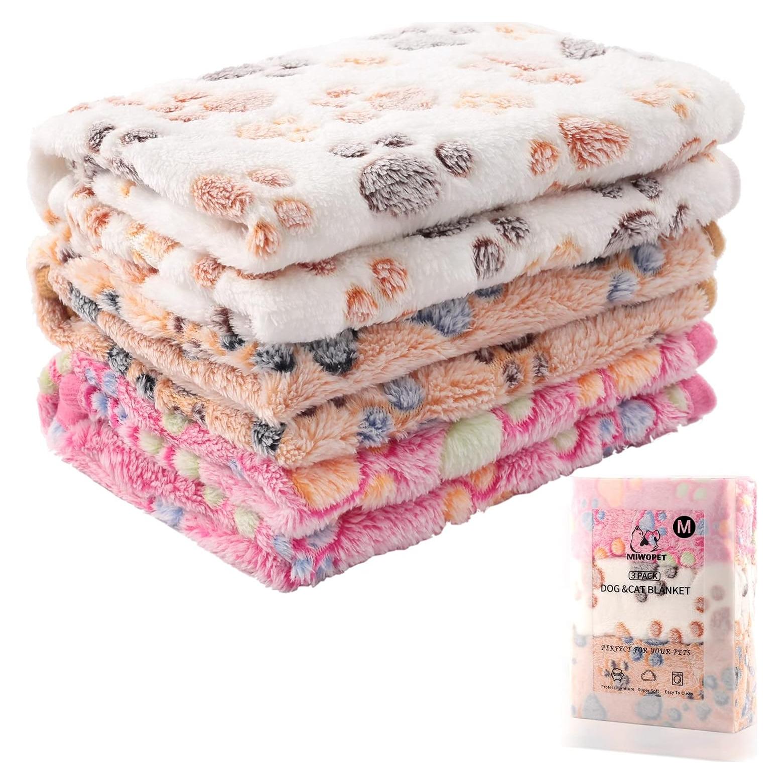 Paquete de 3 mantas para mascotas MIWOPET - Forro polar suave