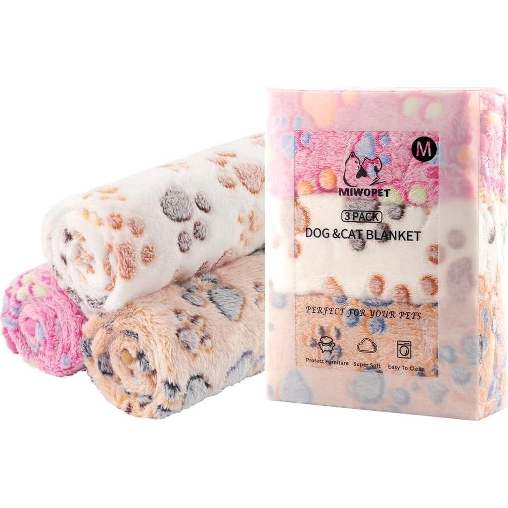 Paquete de 3 mantas para mascotas MIWOPET - Forro polar suave