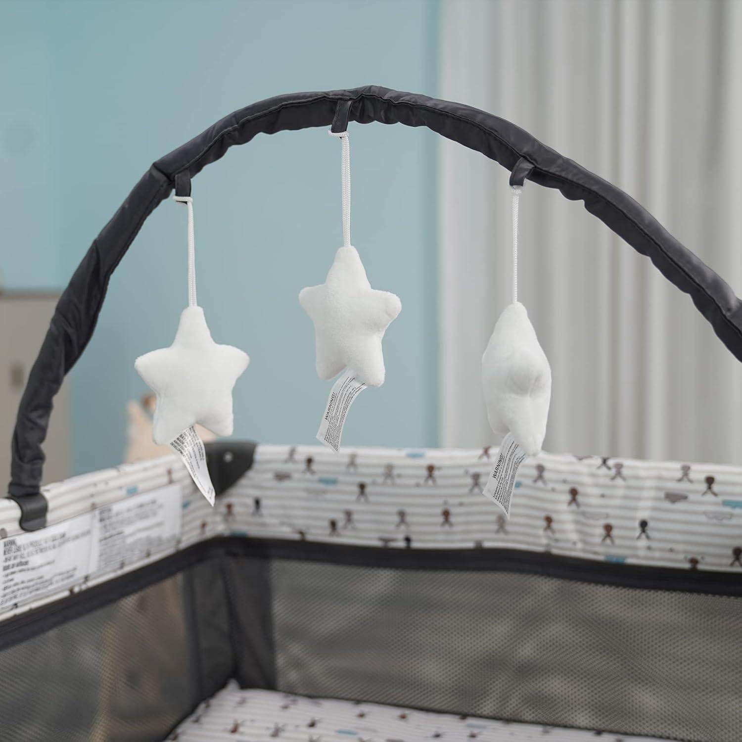 Cuna Portátil Pamo Babe Gris con Alfombrilla Acolchada