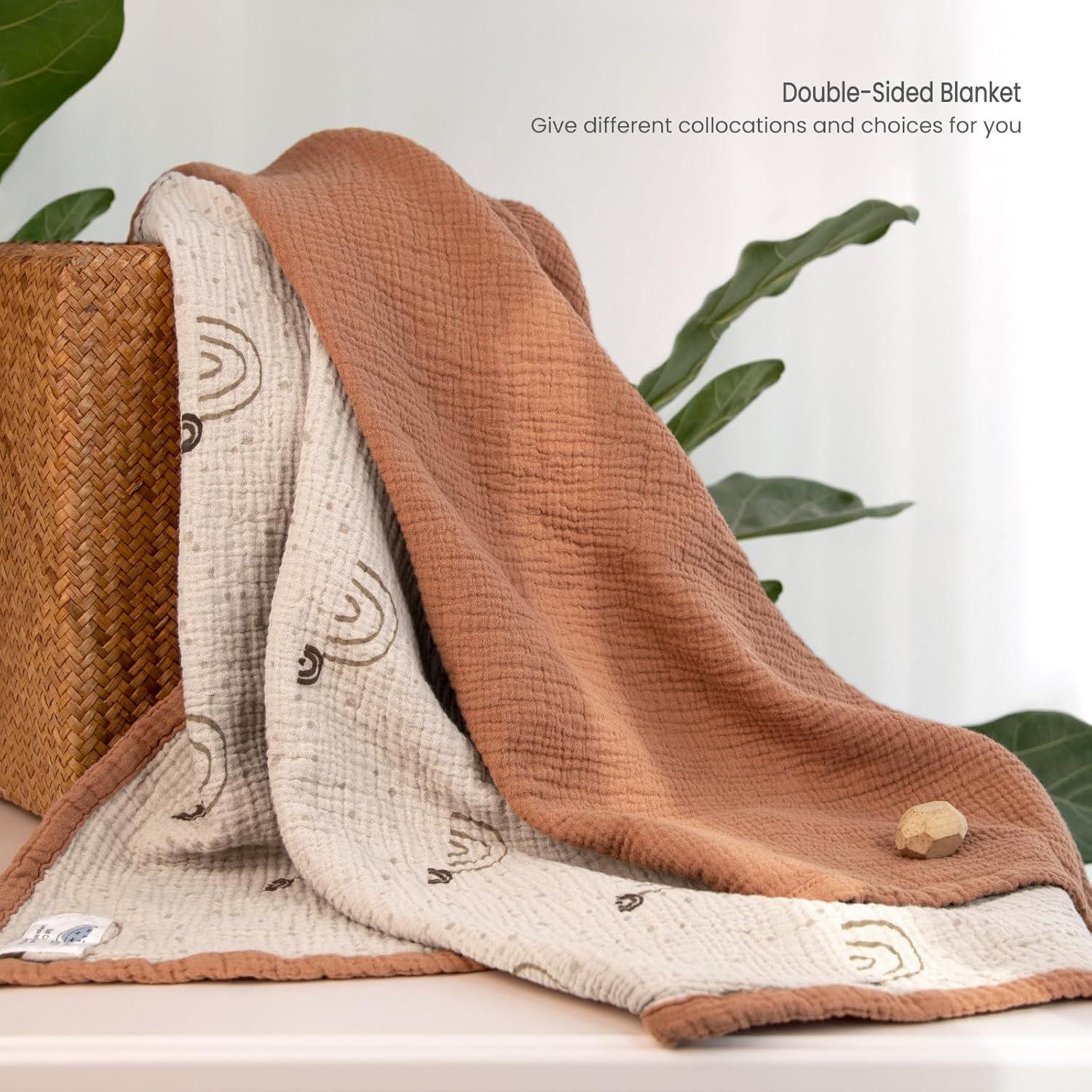 Manta de Muselina Lulumoon 100% Algodón 119x119 cm Reversible