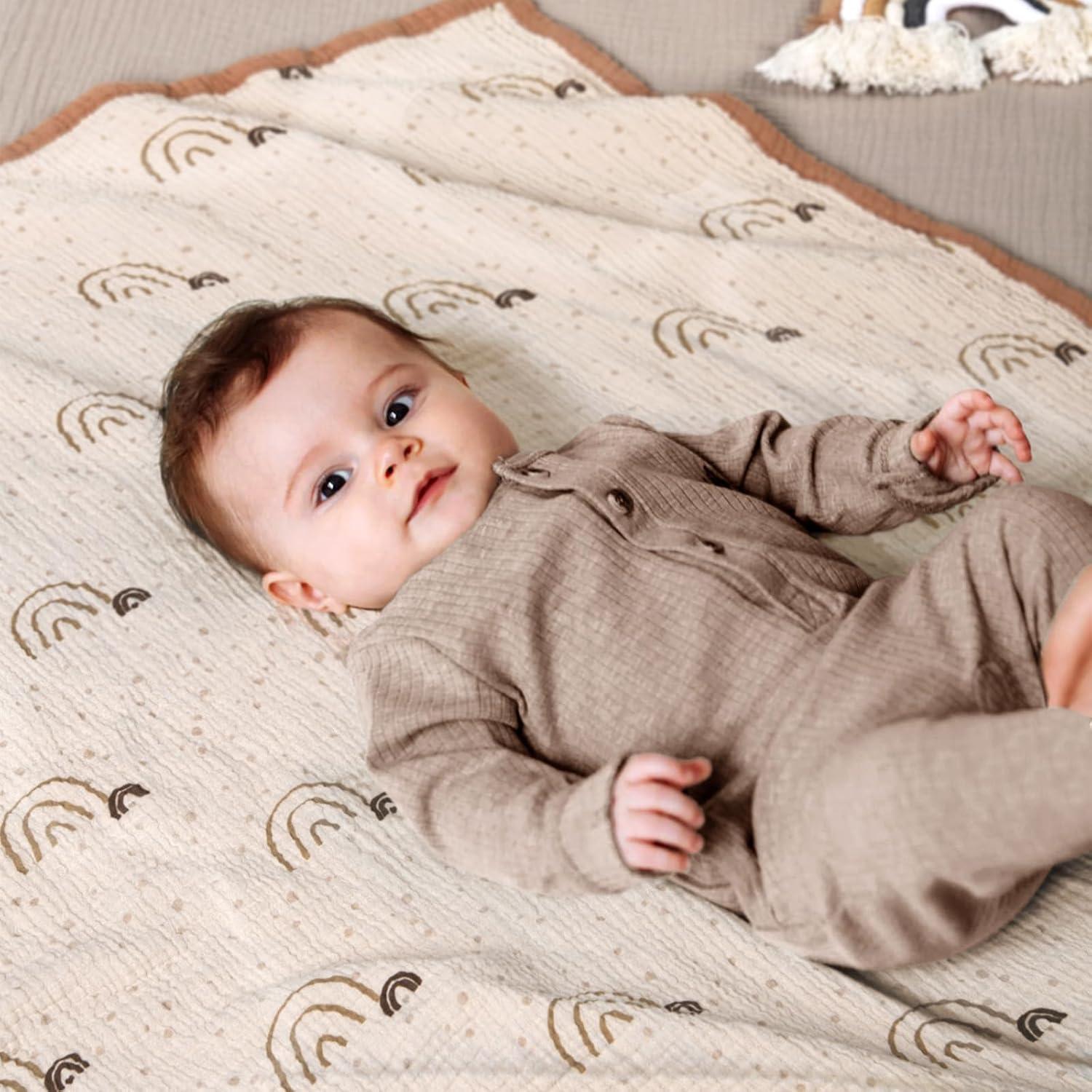 Manta de Muselina Lulumoon 100% Algodón 119x119 cm Reversible