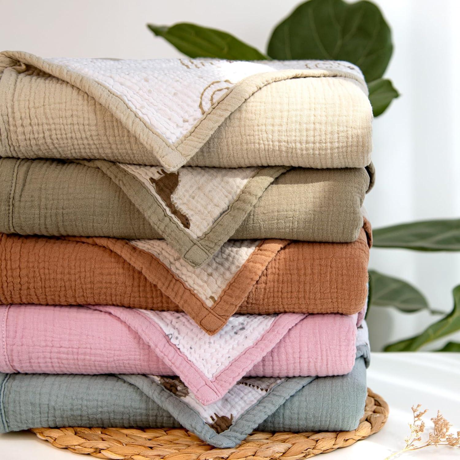 Manta de Muselina Lulumoon 100% Algodón 119x119 cm Reversible