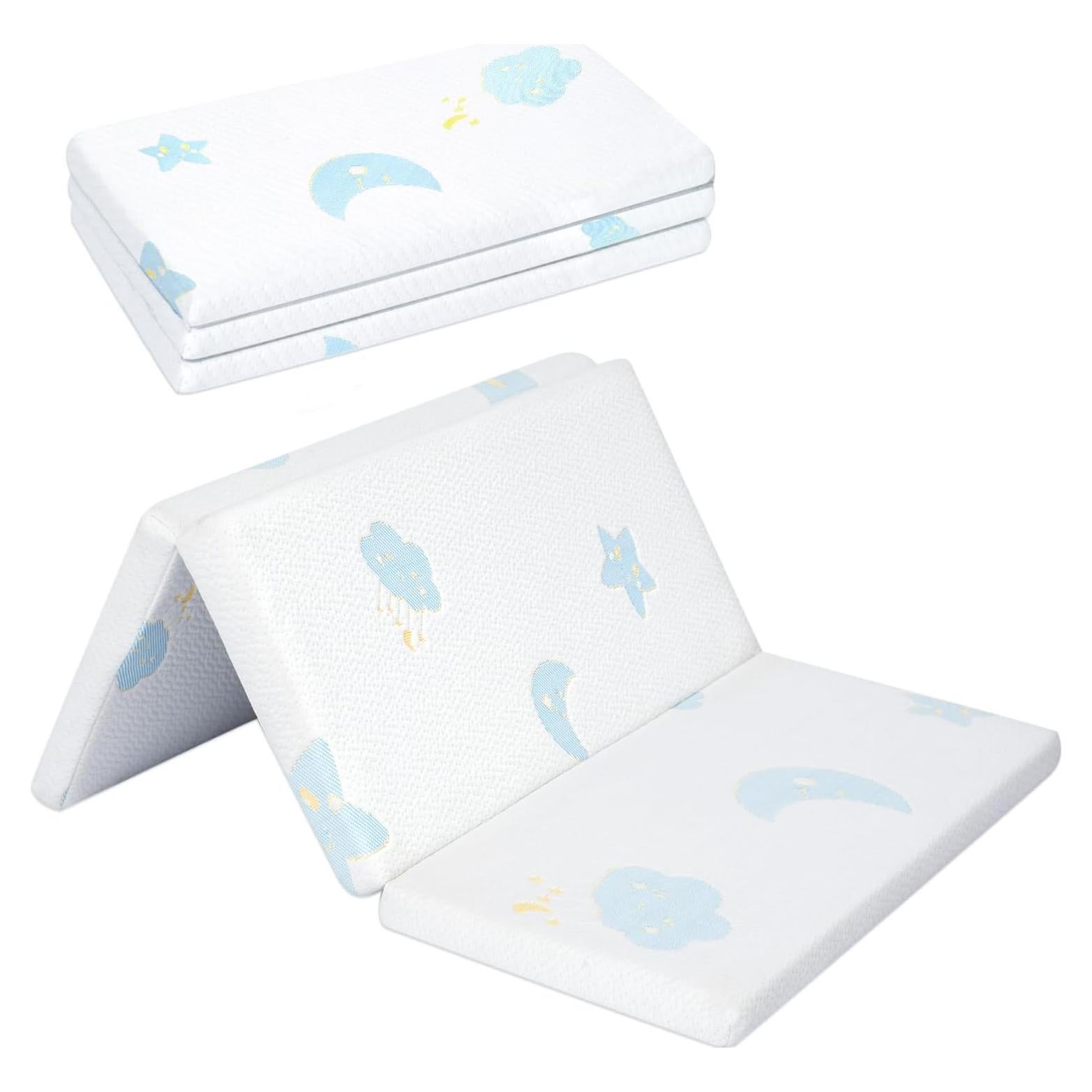 Colchón Trifold Portátil Ressainic para Pack and Play 96.5x66 cm