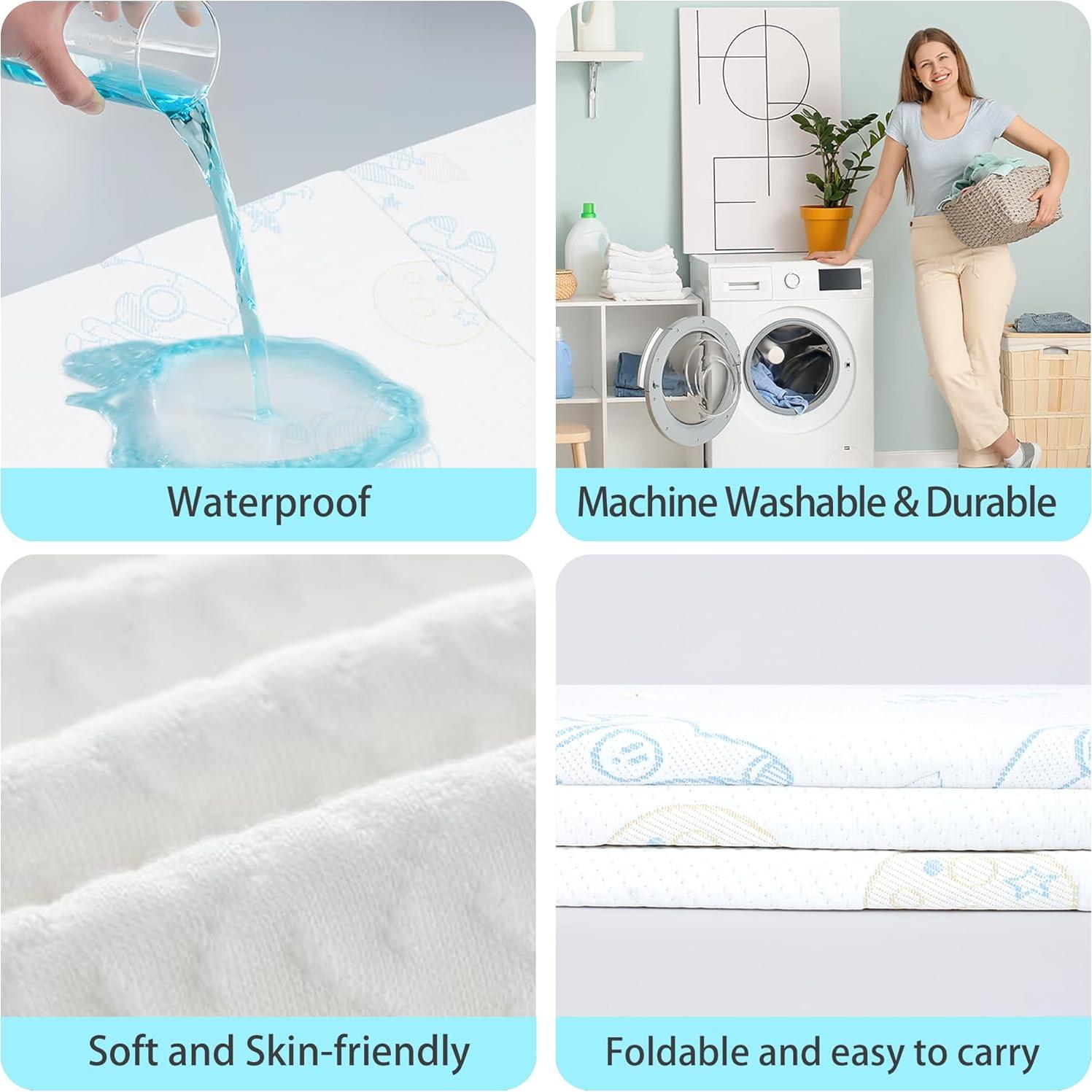 Colchón Trifold Portátil Ressainic para Pack and Play 96.5x66 cm