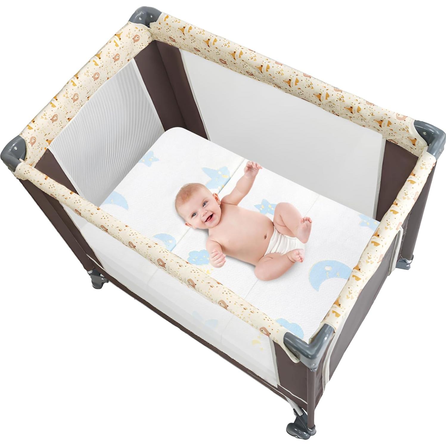 Colchón Trifold Portátil Ressainic para Pack and Play 96.5x66 cm