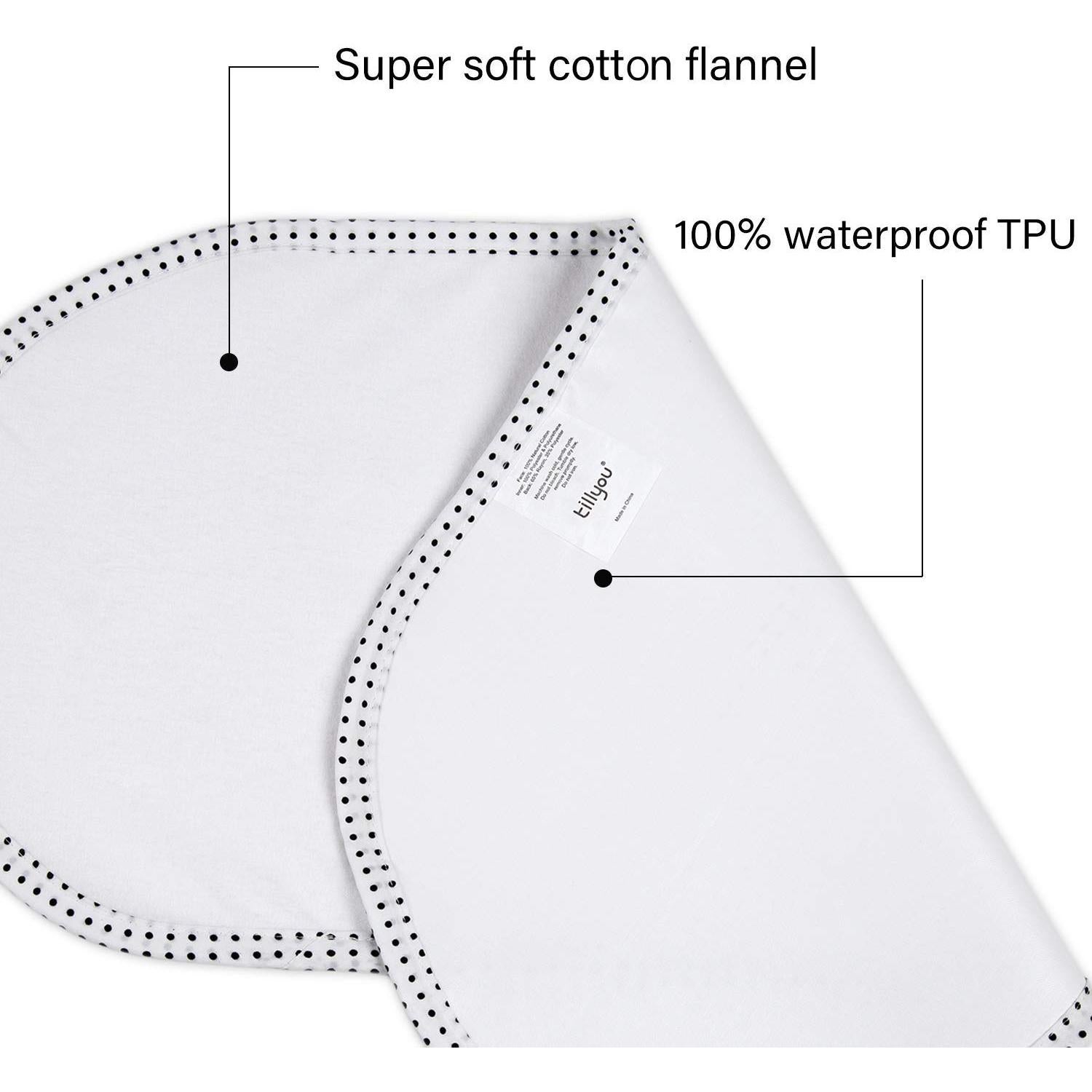 Forros de Cambiador Impermeables TILLYOU 6 Piezas Algodón Blanco