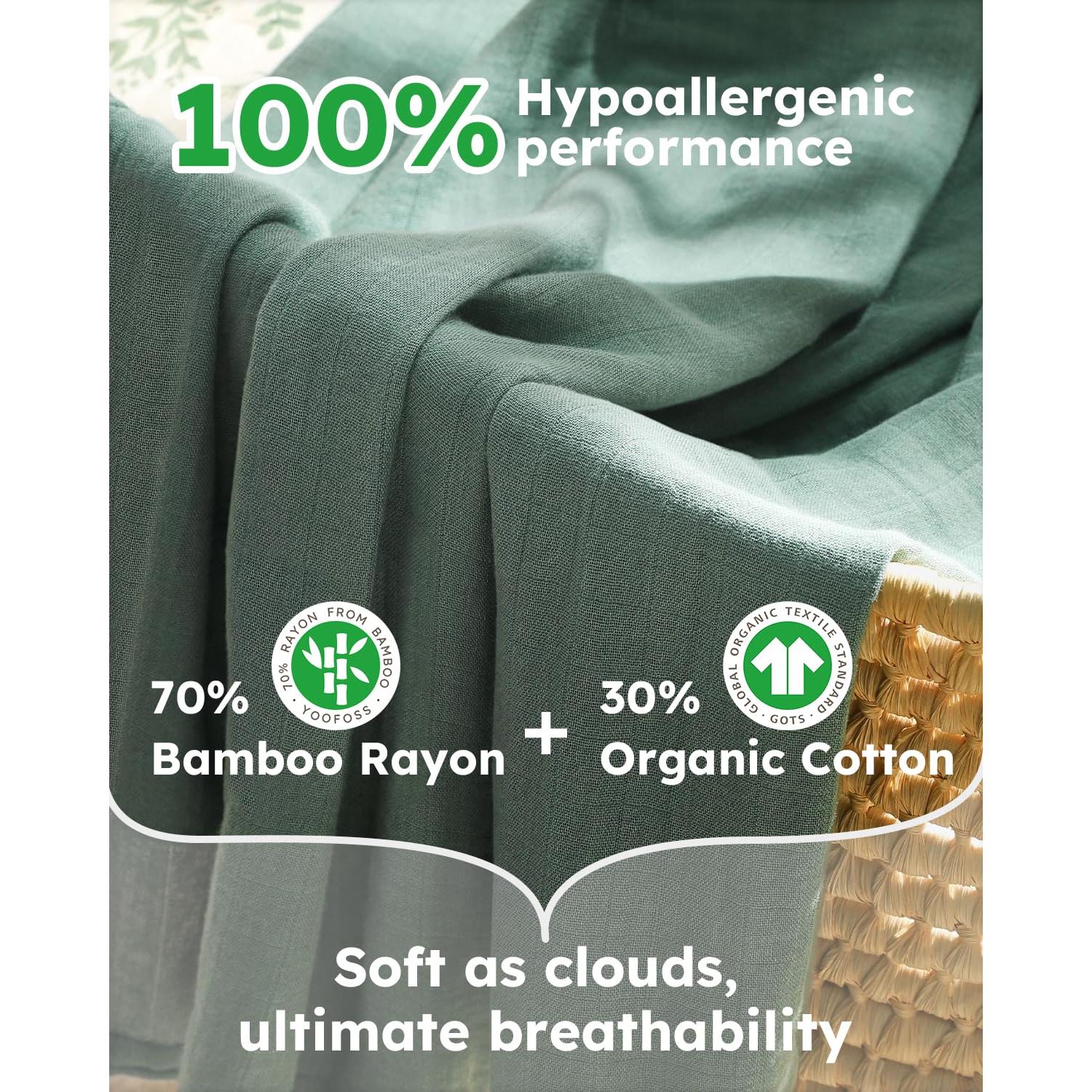 Mantas de Muselina Orgánicas Yoofoss 120x120 cm Suaves y Transpirables