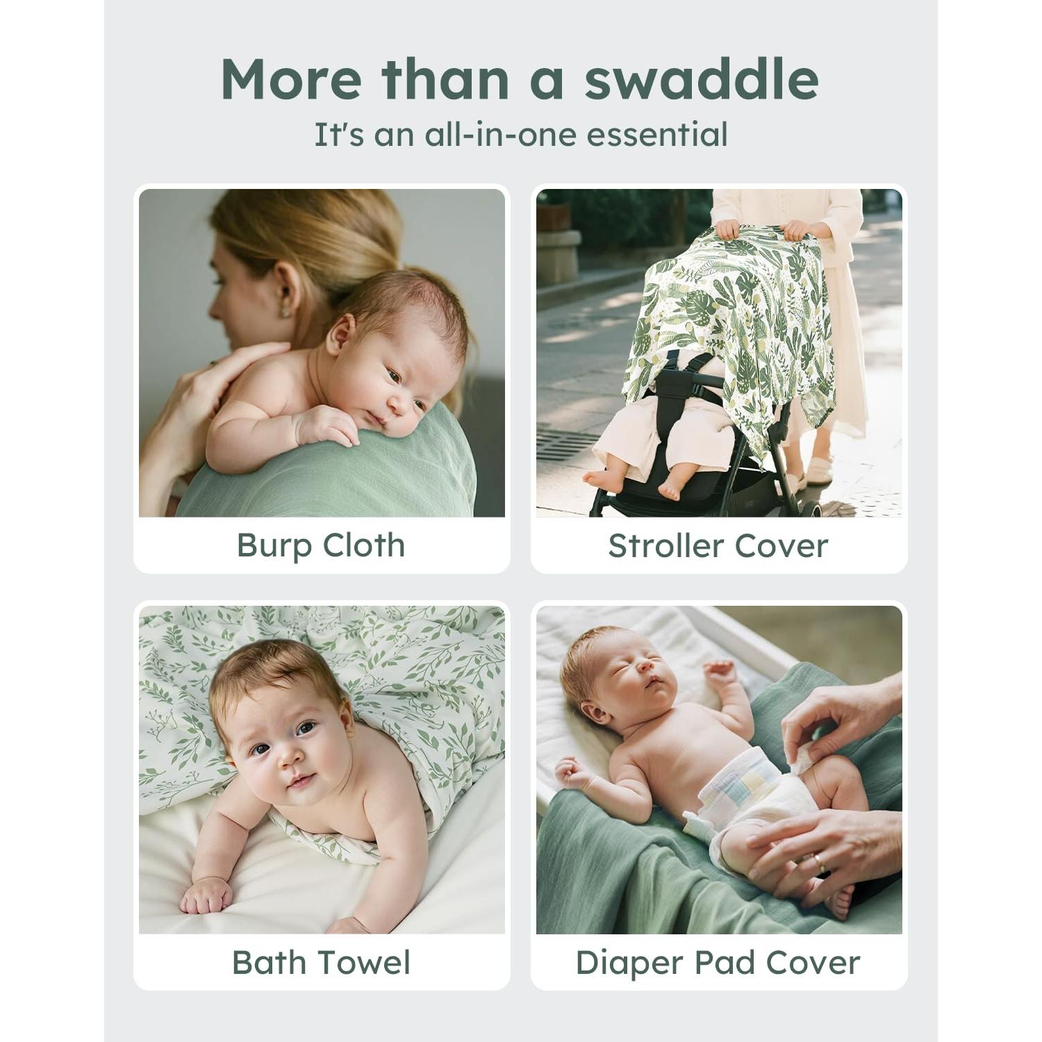 Mantas de Muselina Orgánicas Yoofoss 120x120 cm Suaves y Transpirables