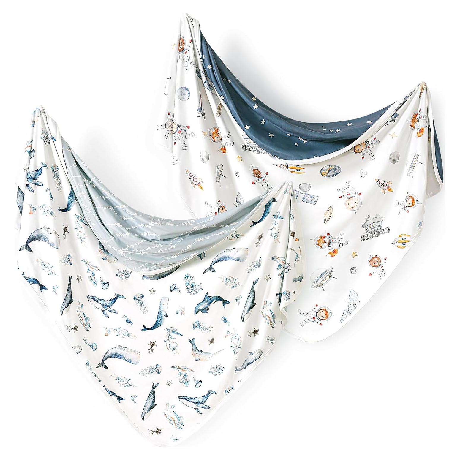 Manta de Envolver para Bebés GRSSDER 86x112 cm Doble Capa