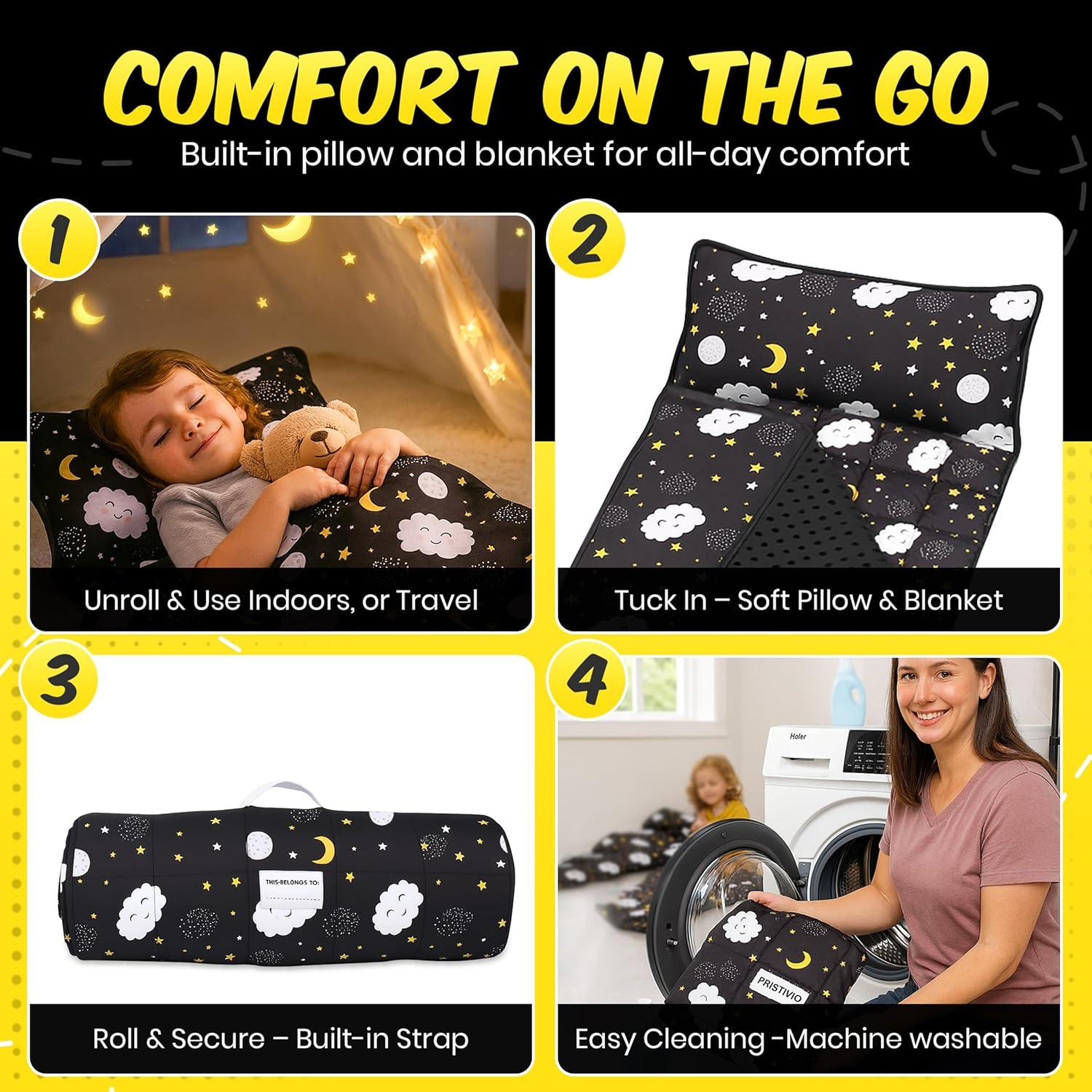 Colchoneta para Niños PRISTIVIO Enrollable con Almohada y Manta
