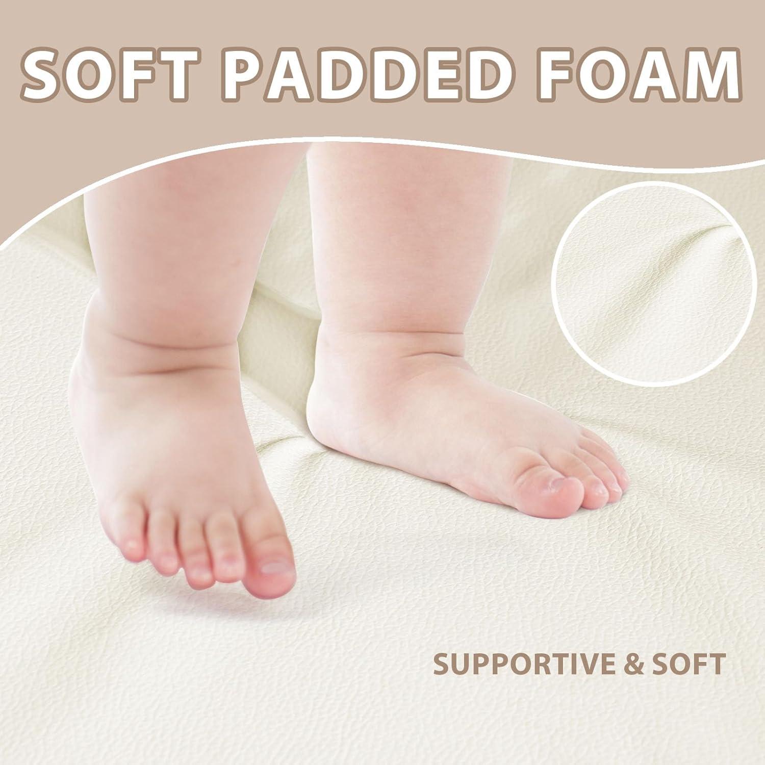 Alfombra de Juego para Bebé Beige - 121.9x121.9 cm Suave y Antideslizante