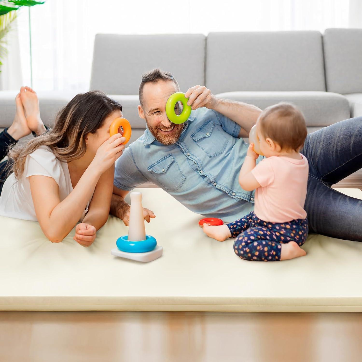 Alfombra de Juego para Bebé Beige - 121.9x121.9 cm Suave y Antideslizante