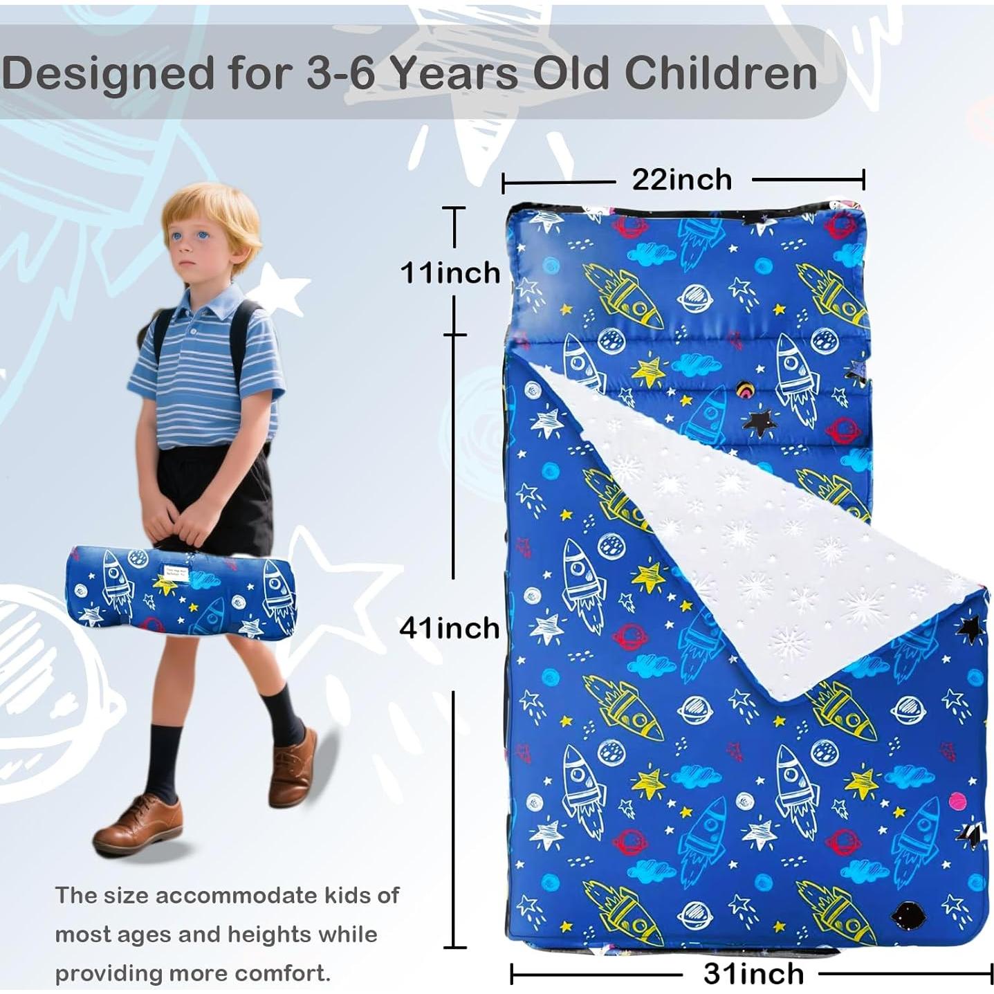 Colchoneta para Siesta Niños Azul con Almohada Desmontable